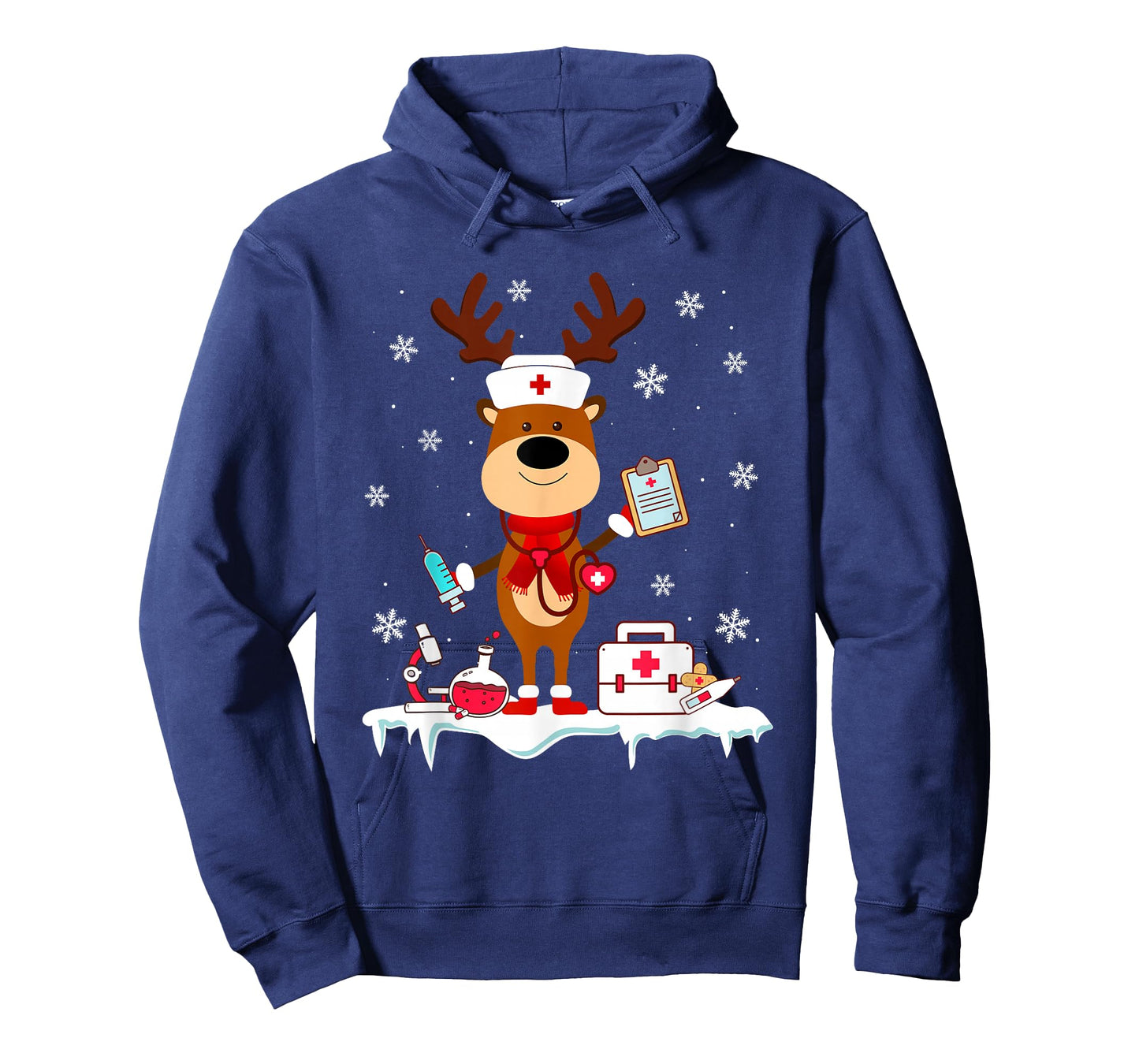 Christmas Nurse Reindeer Funny Xmas Scrub Top Nursing Women T-Shirt