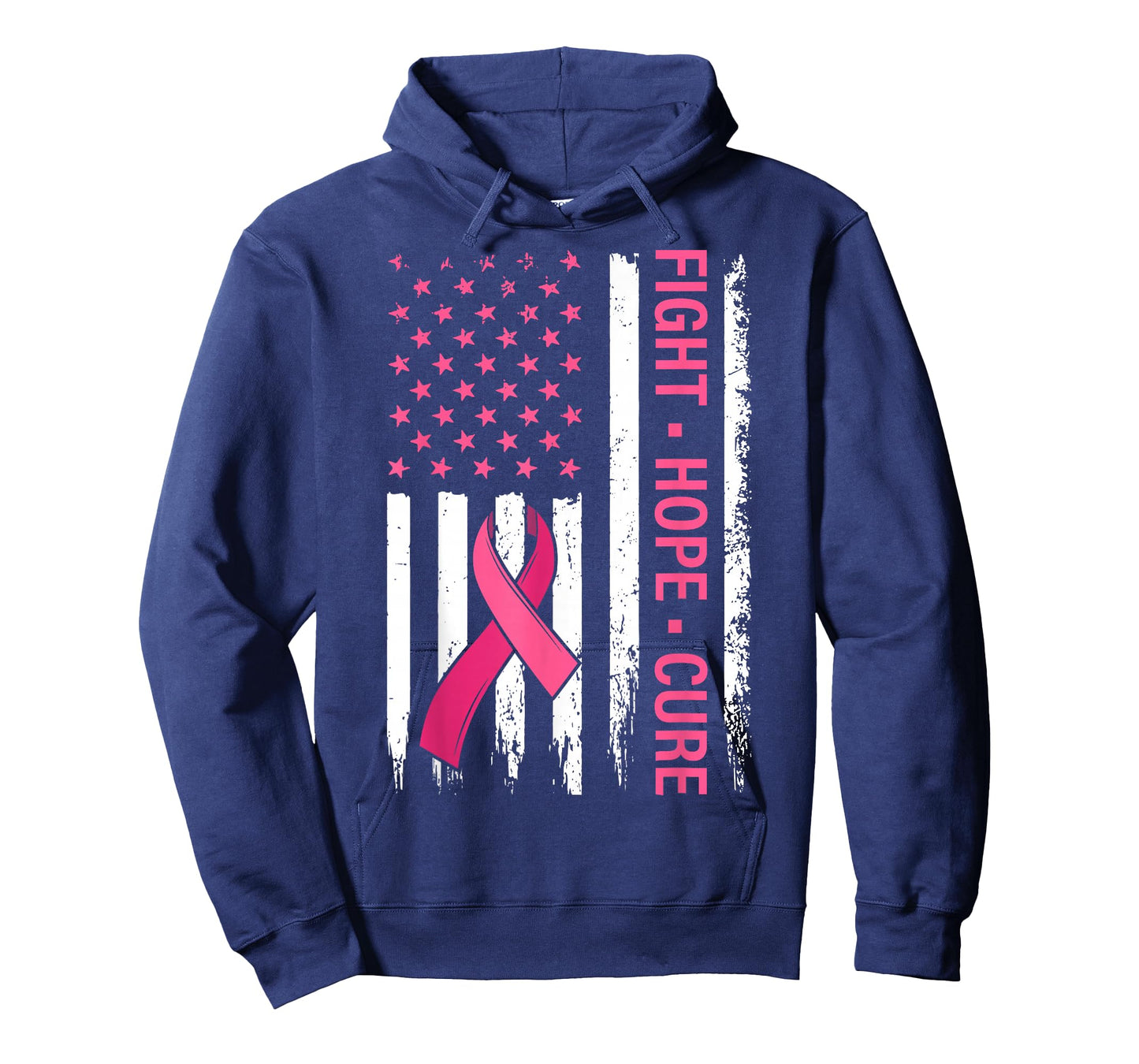 Breast Cancer Awareness Fight Hope Cure Pink Ribbon US Flag T-Shirt