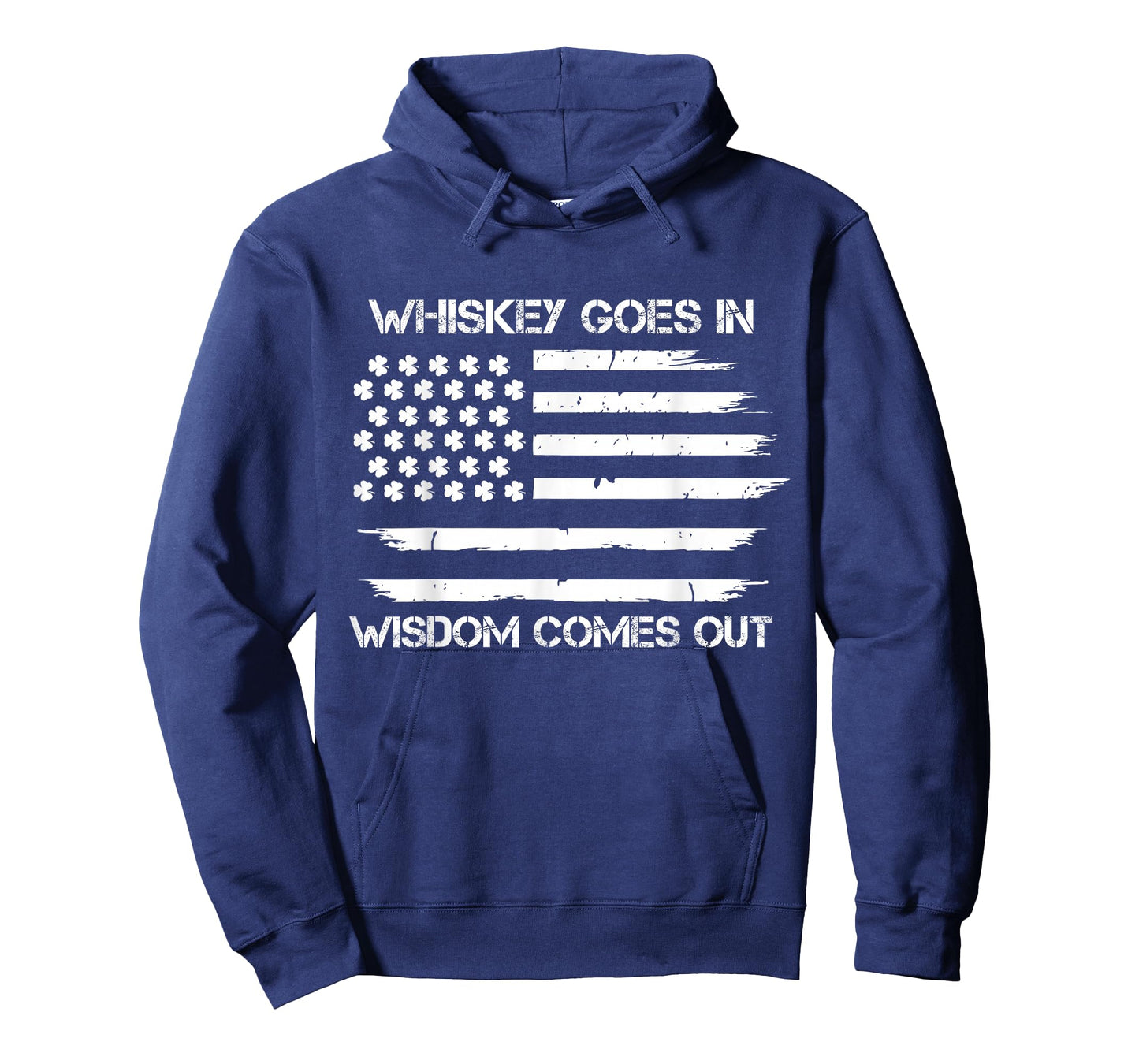 Funny Whiskey goes in Wisdom Comes Out Irish American Flag T-Shirt