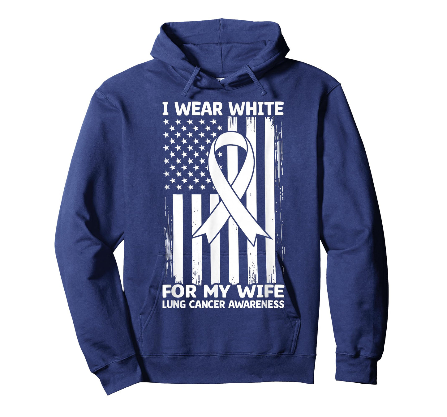 I Wear White For My Wife USA Flag Lung Cancer T-Shirt