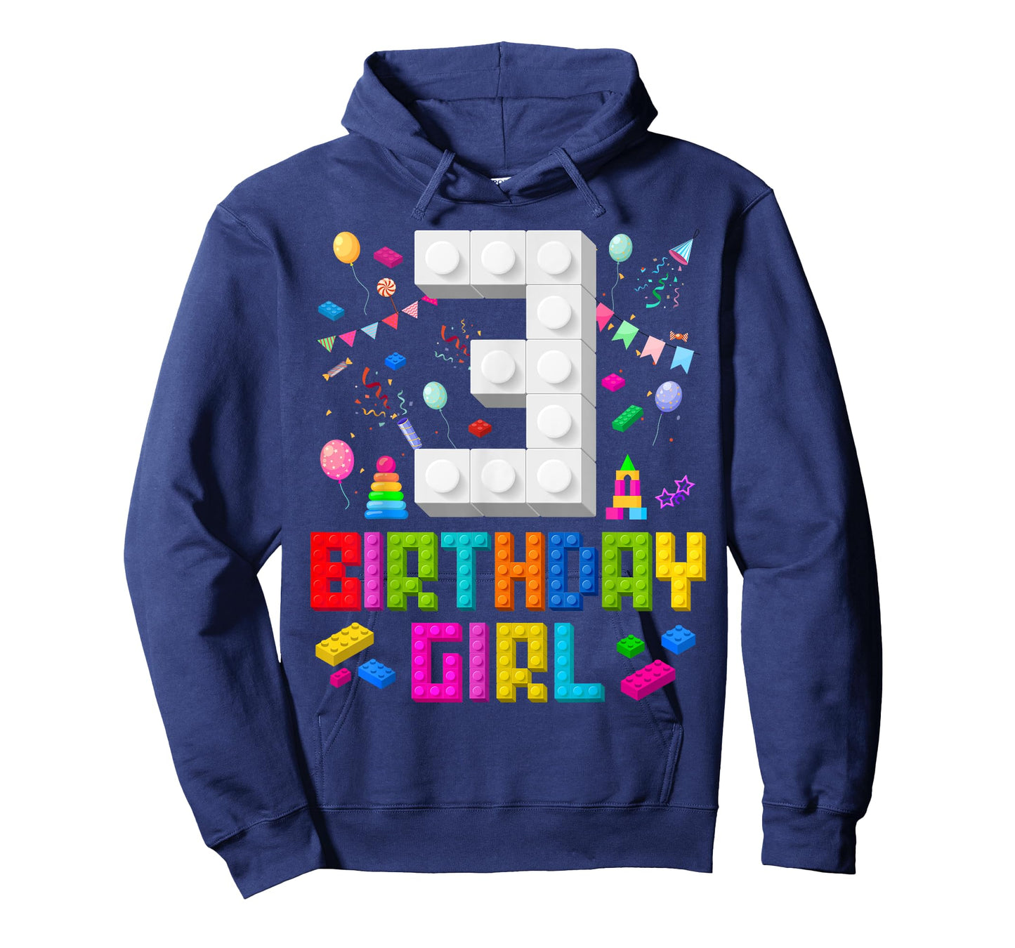 3rd Birthday Girl Master Builder 3 Years Old Building Block T-Shirt