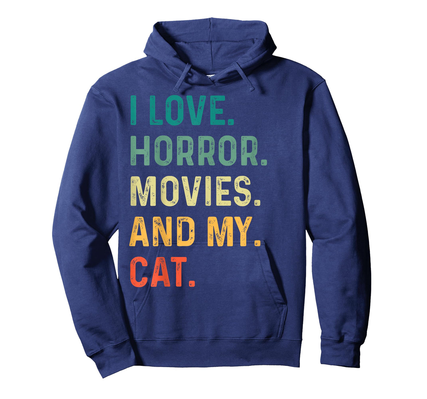 I Love Horror Movies And My Cat Retro Vintage Funny T-Shirt
