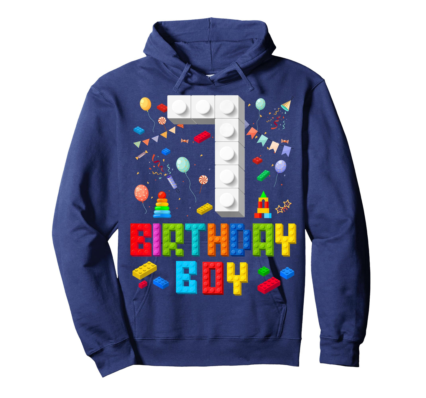 7th Birthday Boy Master Builder 7 Years Old Building Block T-Shirt