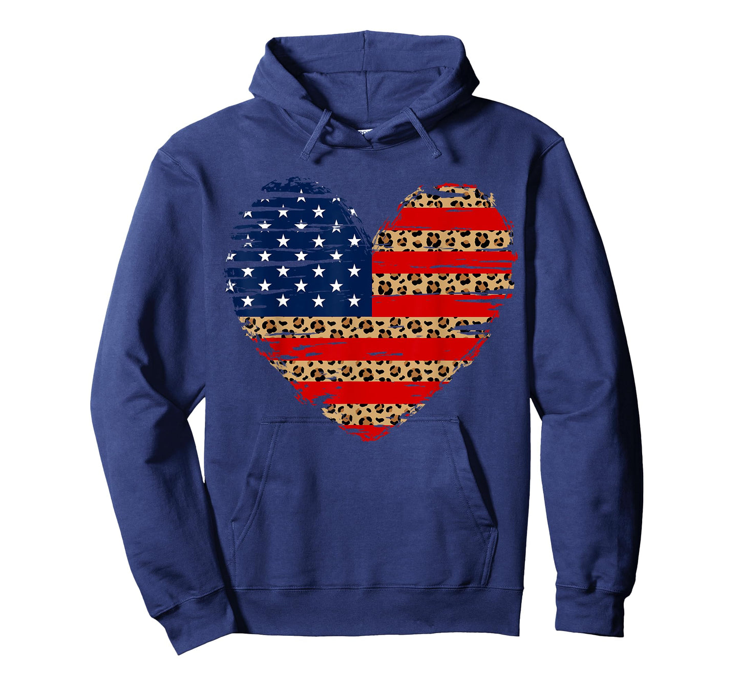 American Flag Heart 4th of July Leopard Print USA Patriotic T-Shirt