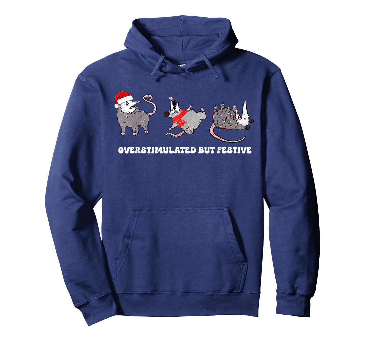 Funny Santa Opossums Overstimulated But Festive Xmas Lights T-Shirt