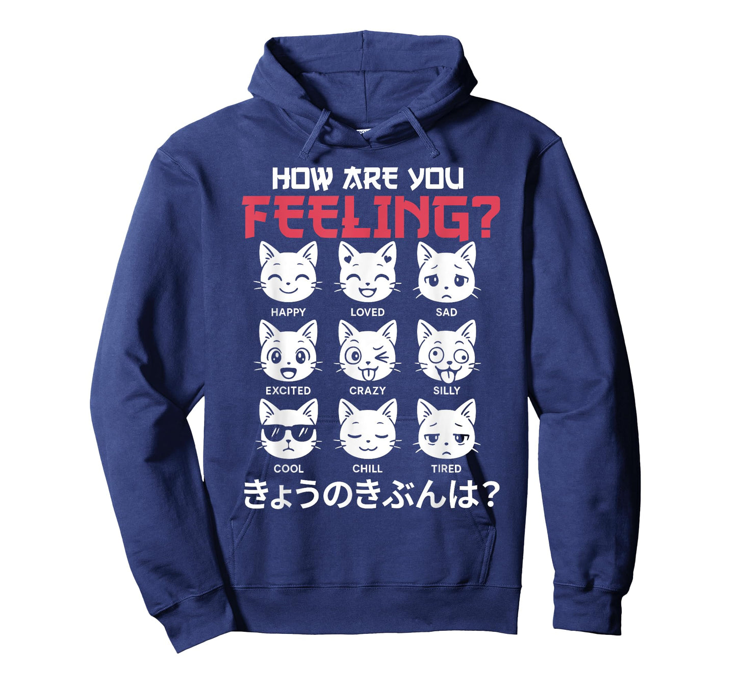 Cute Kawaii Cat Mood How Are You Feeling Japanese Anime T-Shirt for Men Women Kids