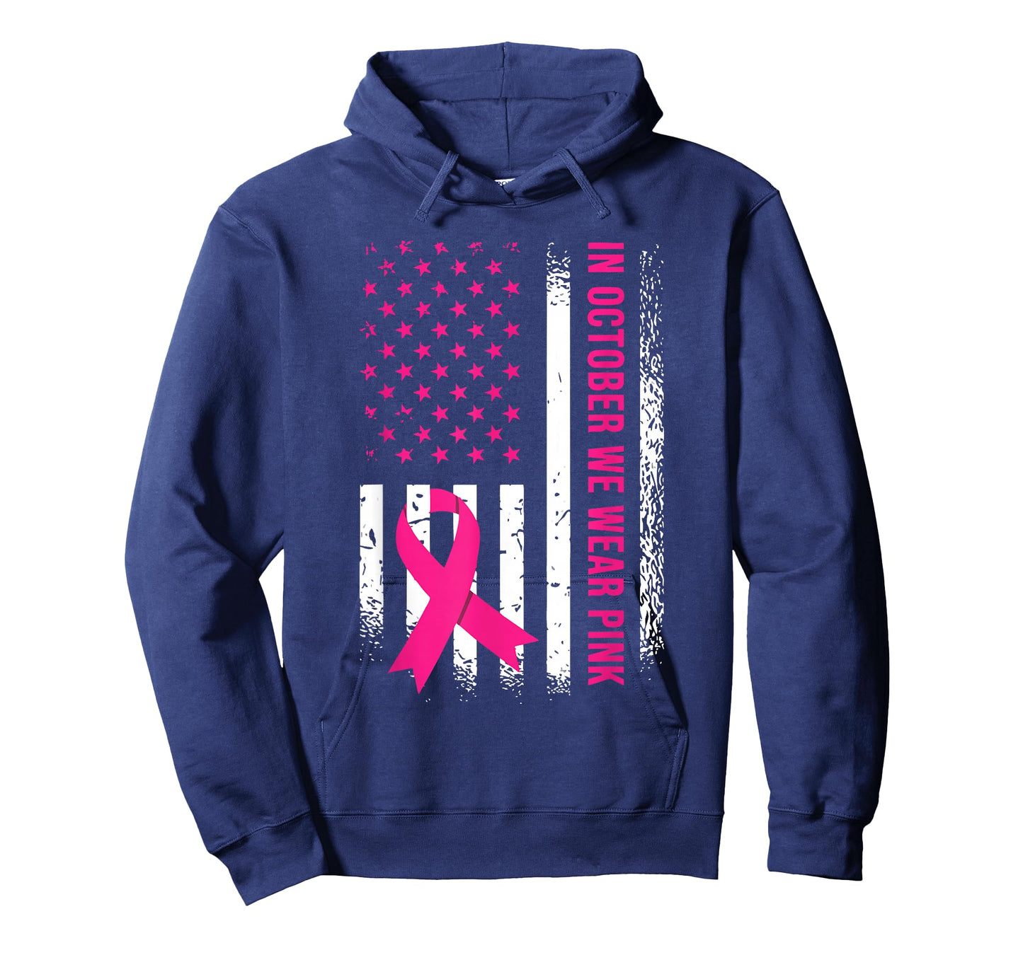 in October We Wear Pink American Flag T-Shirt