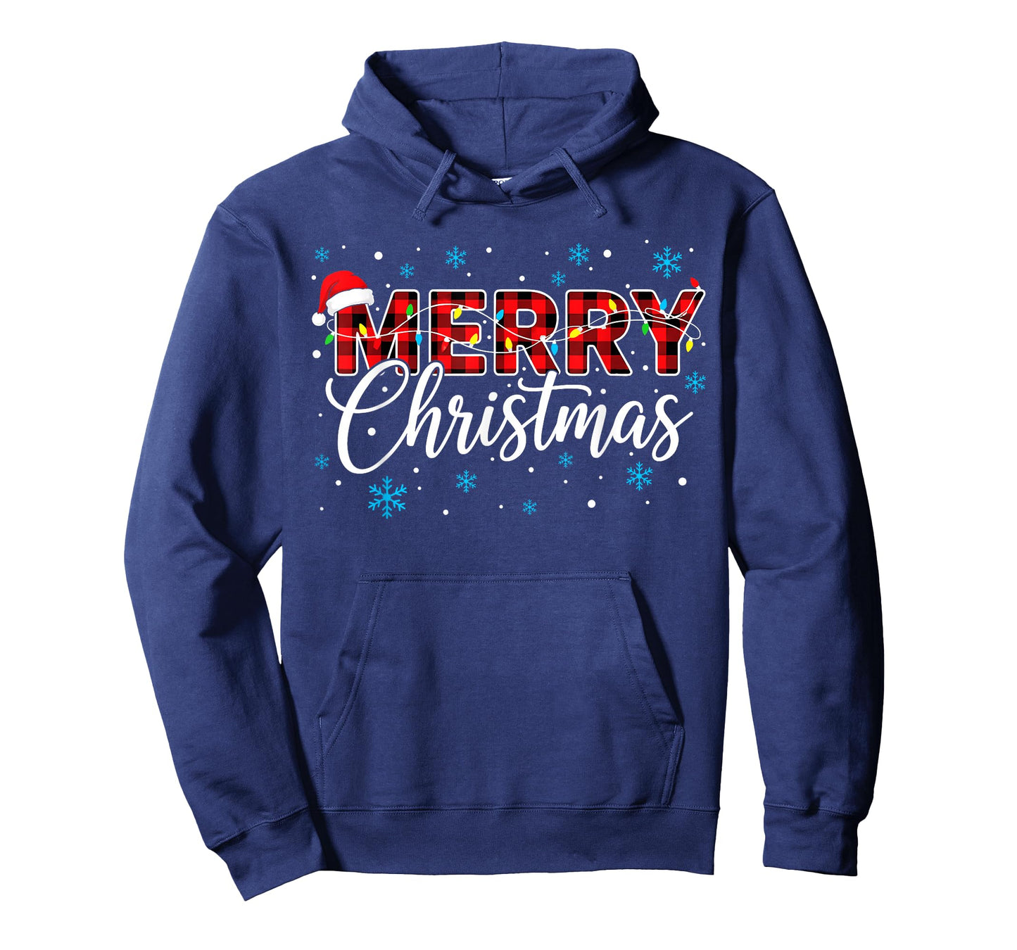 Funny Merry Christmas Buffalo Plaid Santa Hat Men Women Kids T-Shirt