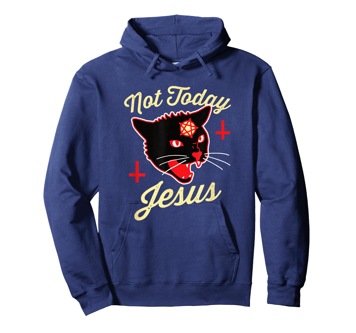 Not Today Jesus Hail Satan Satanic Cat Death Metal Halloween T-Shirt