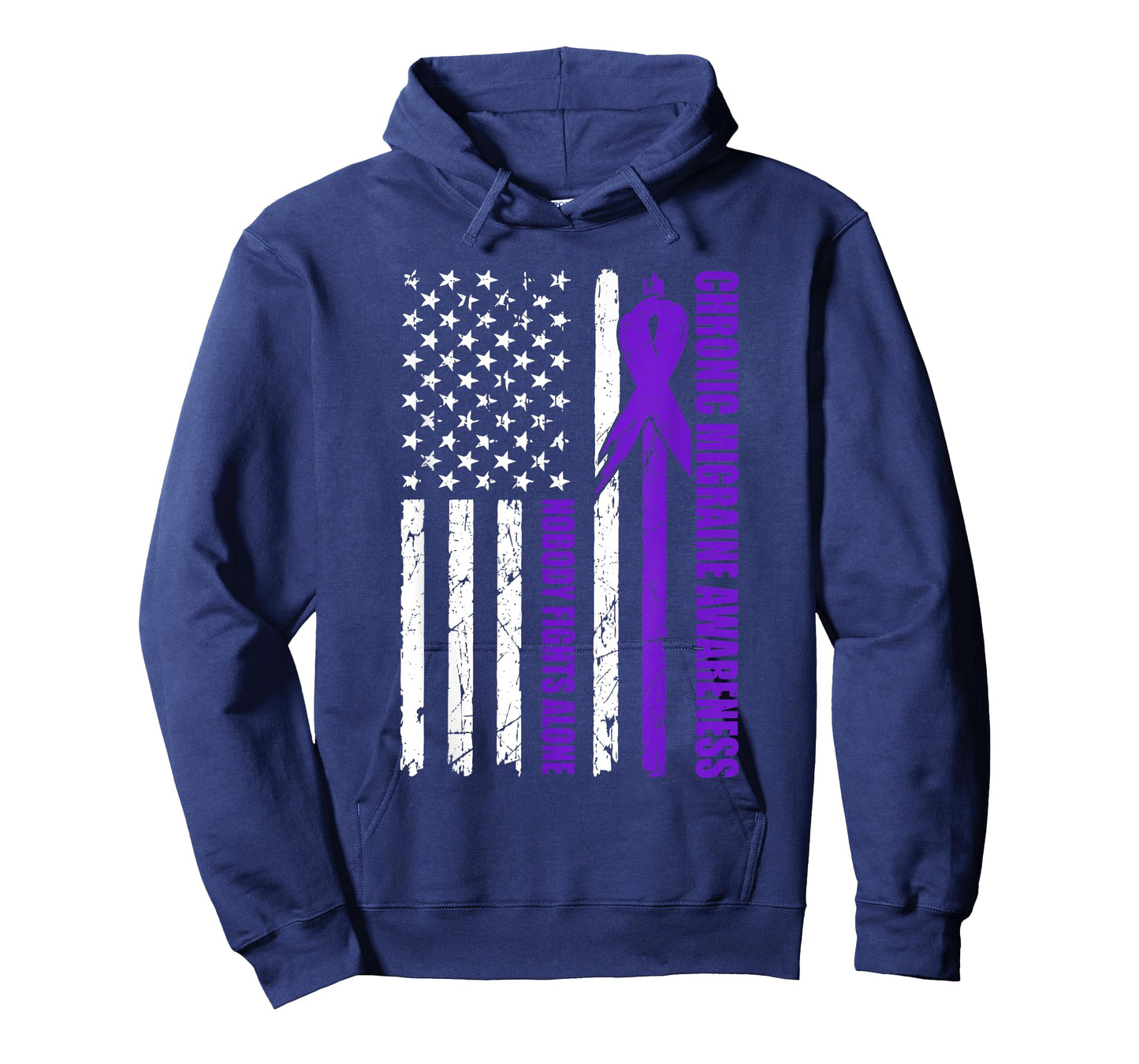 Chronic Migraine Awareness USA Flag Purple Ribbon Mens Dads T-Shirt
