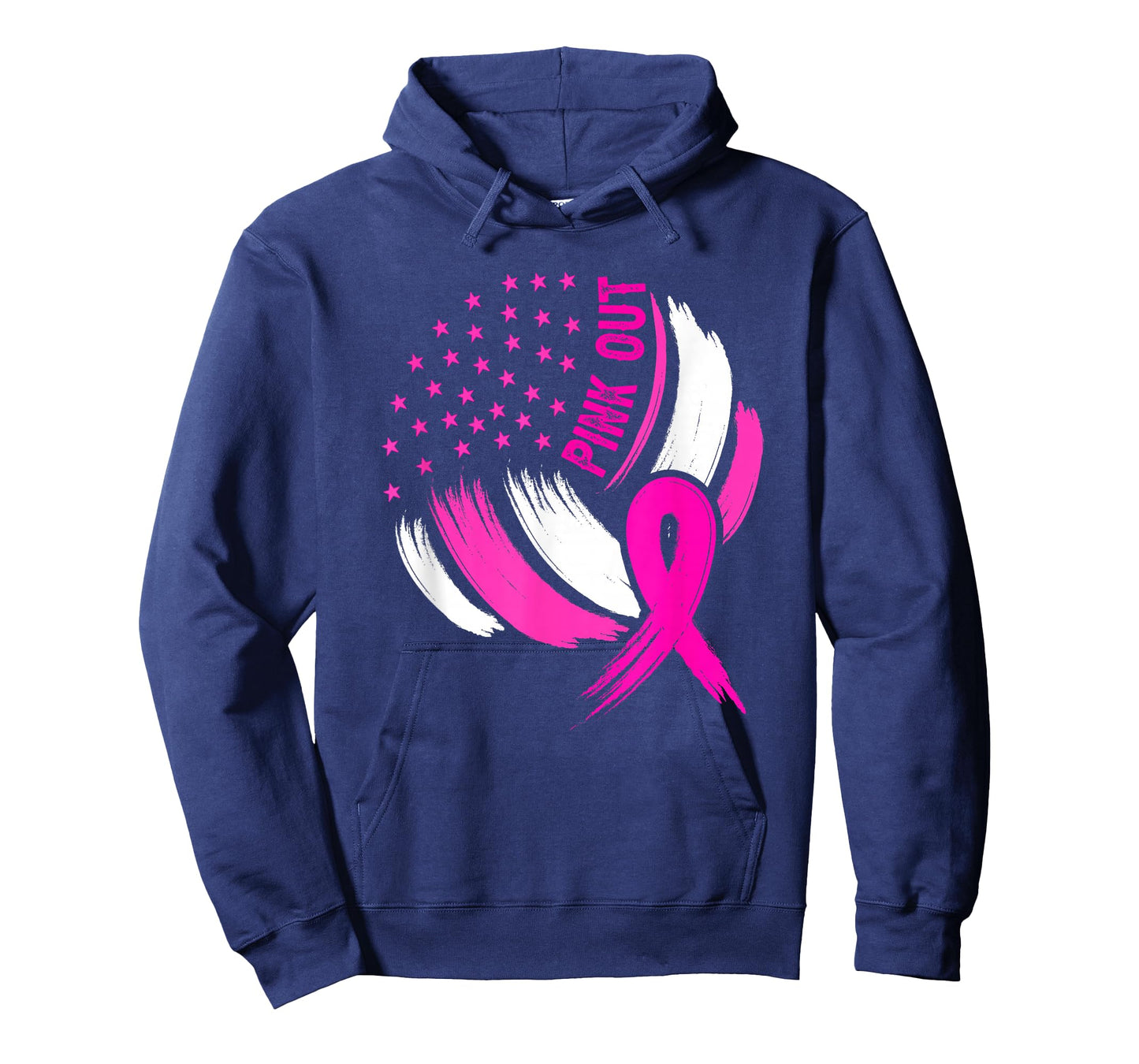 Volleyball Pink Out Breast Cancer Awareness Ribbon USA Flag T-Shirt