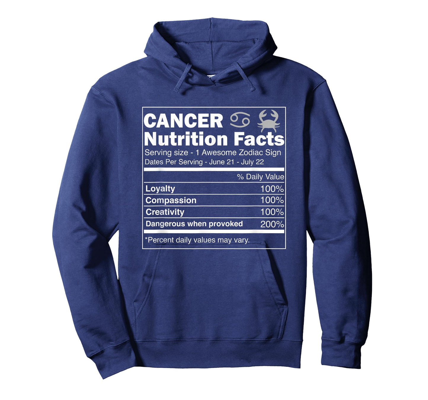 Cancer Nutrition Facts Astrology Zodiac Sign Horoscope T-Shirt