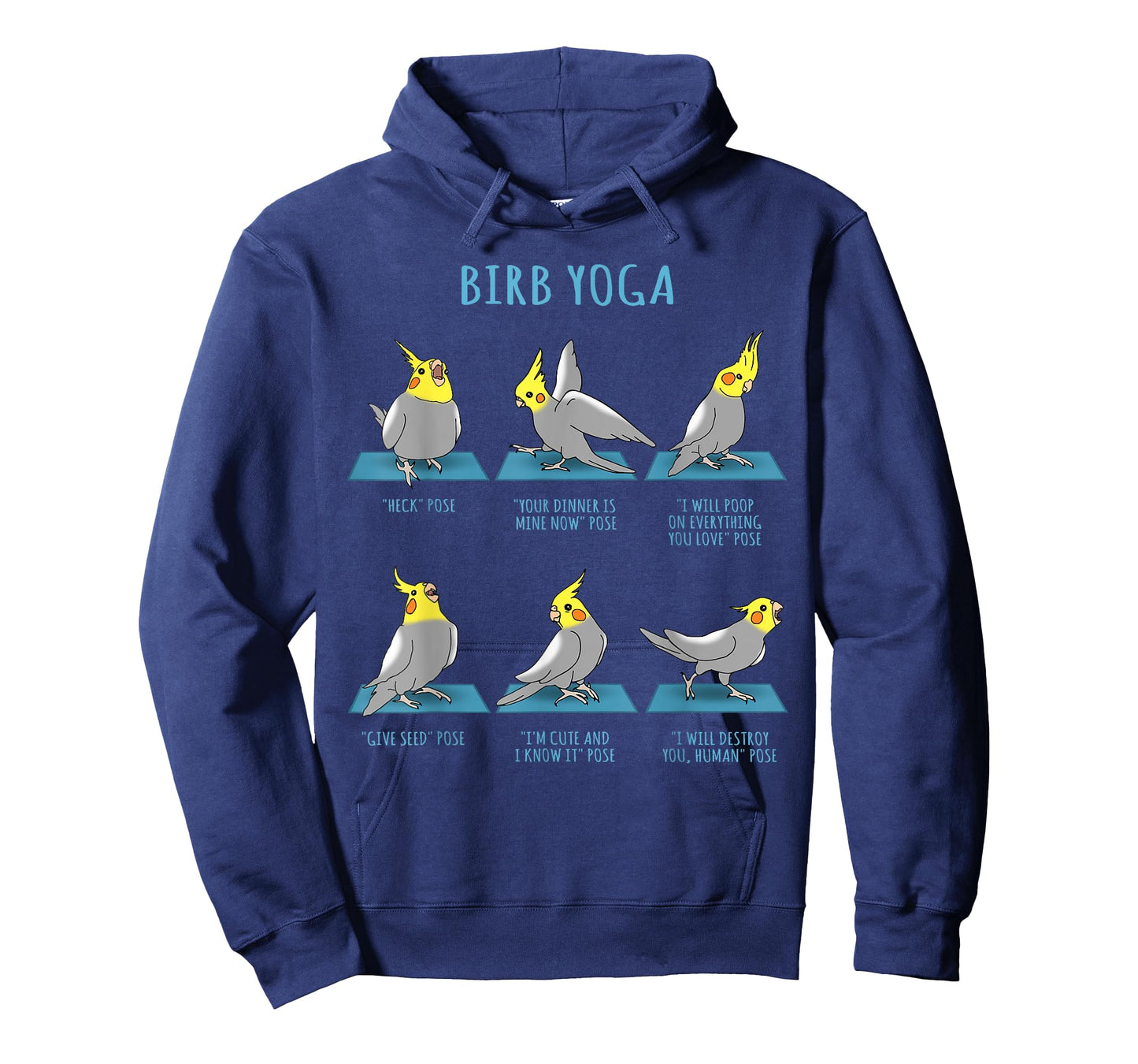 Funny Cockatiel Yoga Poses Birb Memes Cute Parrot Doodle T-Shirt