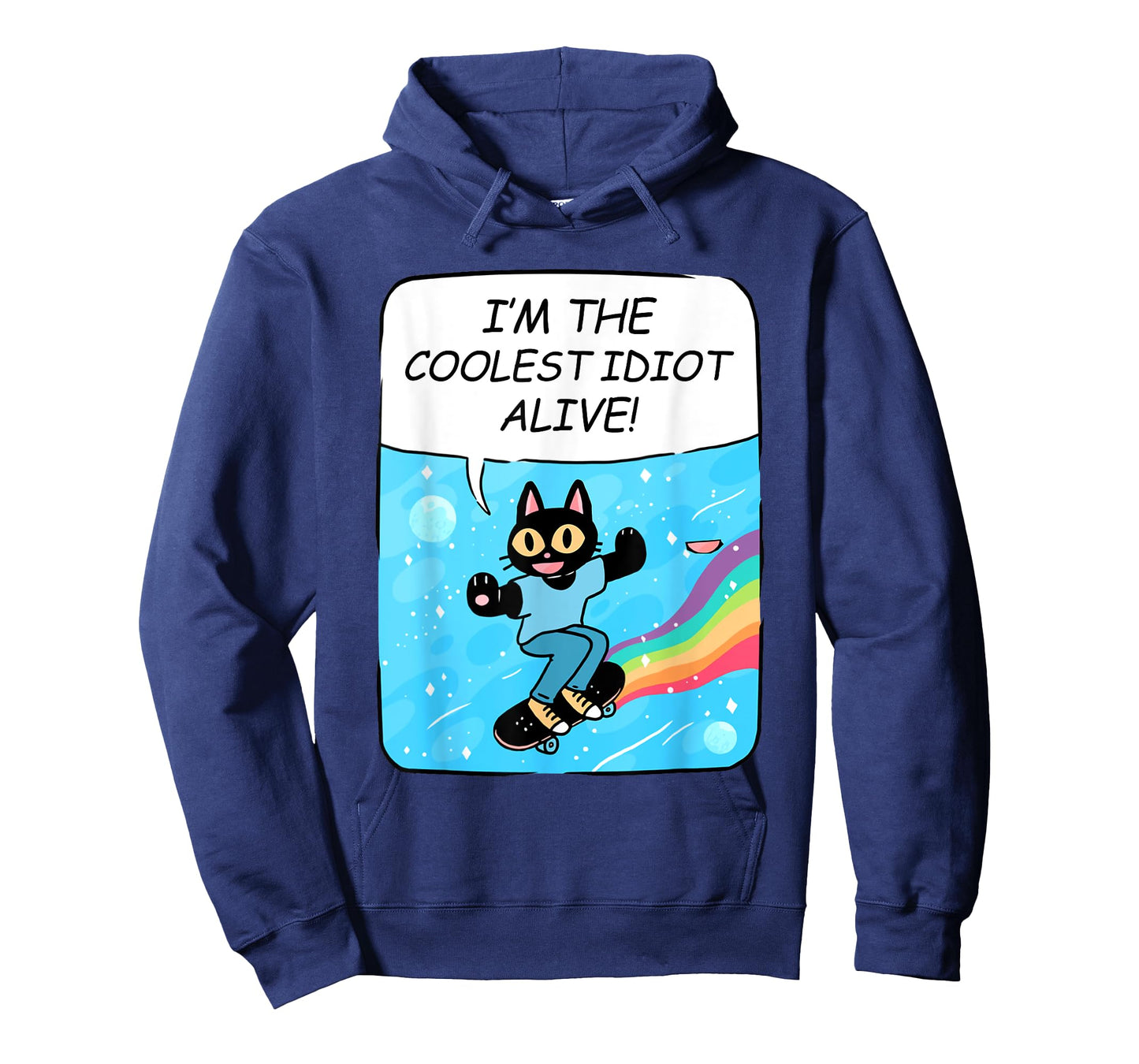 I'm The Coolest Idiot Alive Funny Black Cat Skate T-Shirt