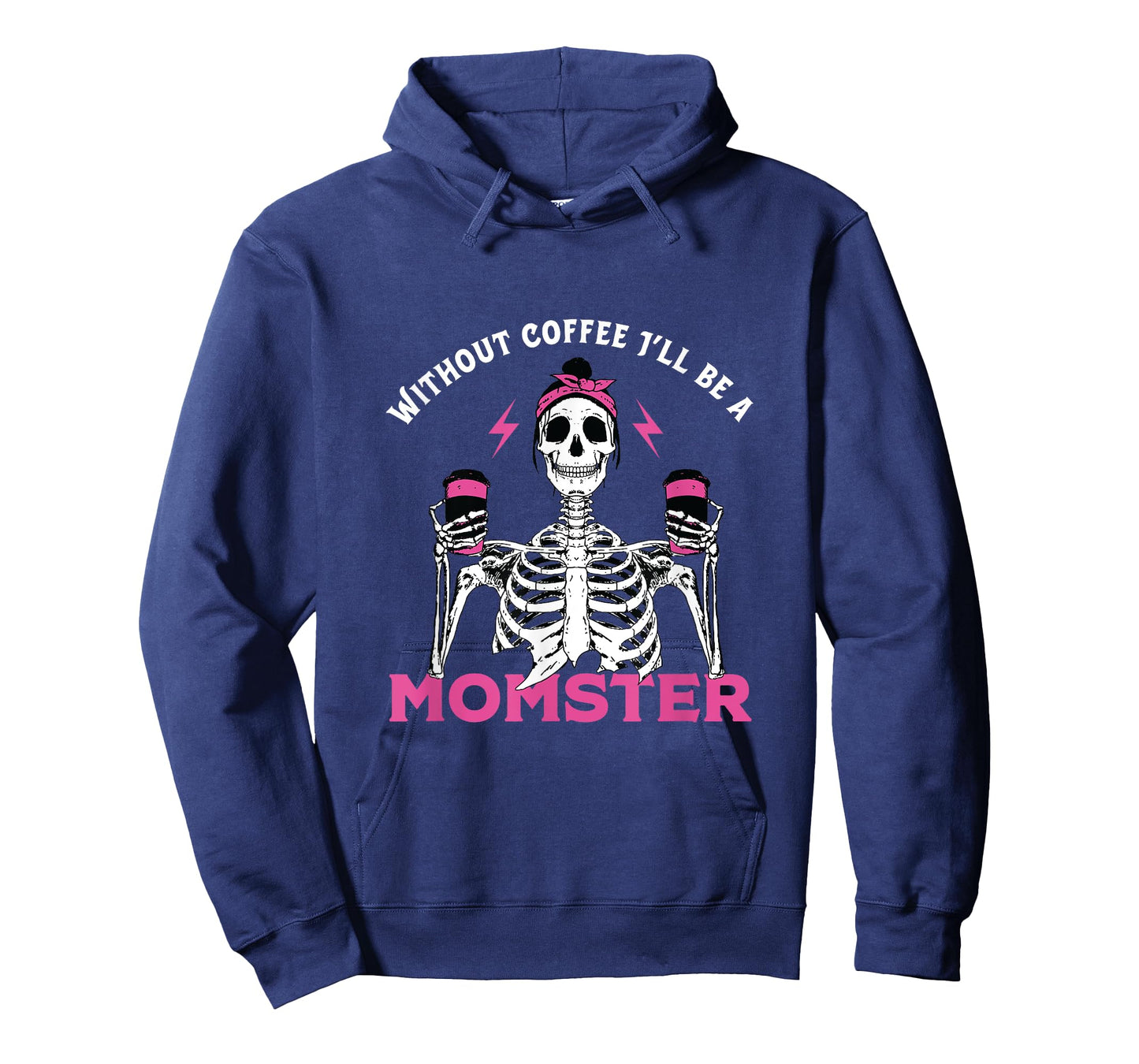 Funny Coffee Lover Mom Skeleton Pink Skull Momster Halloween T-Shirt