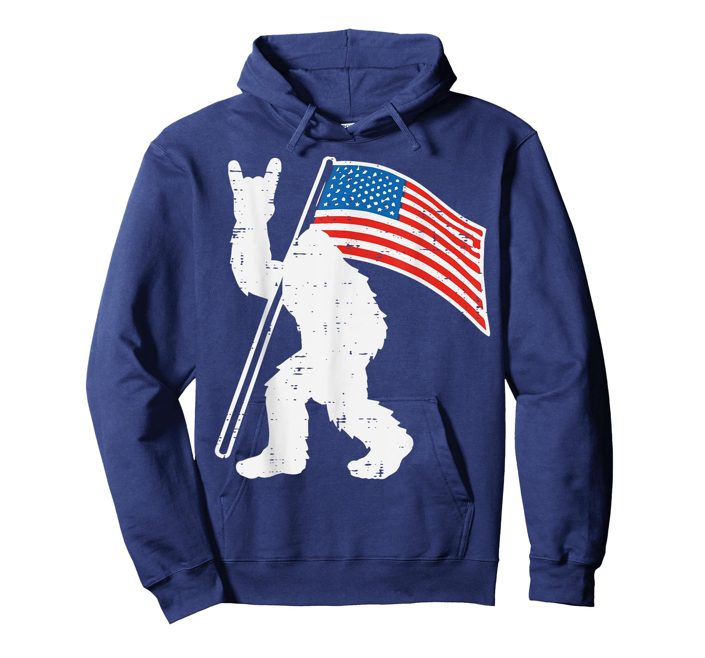 Bigfoot America Flag Rock Hand Rocker Sasquatch Men Boys Kid T-Shirt
