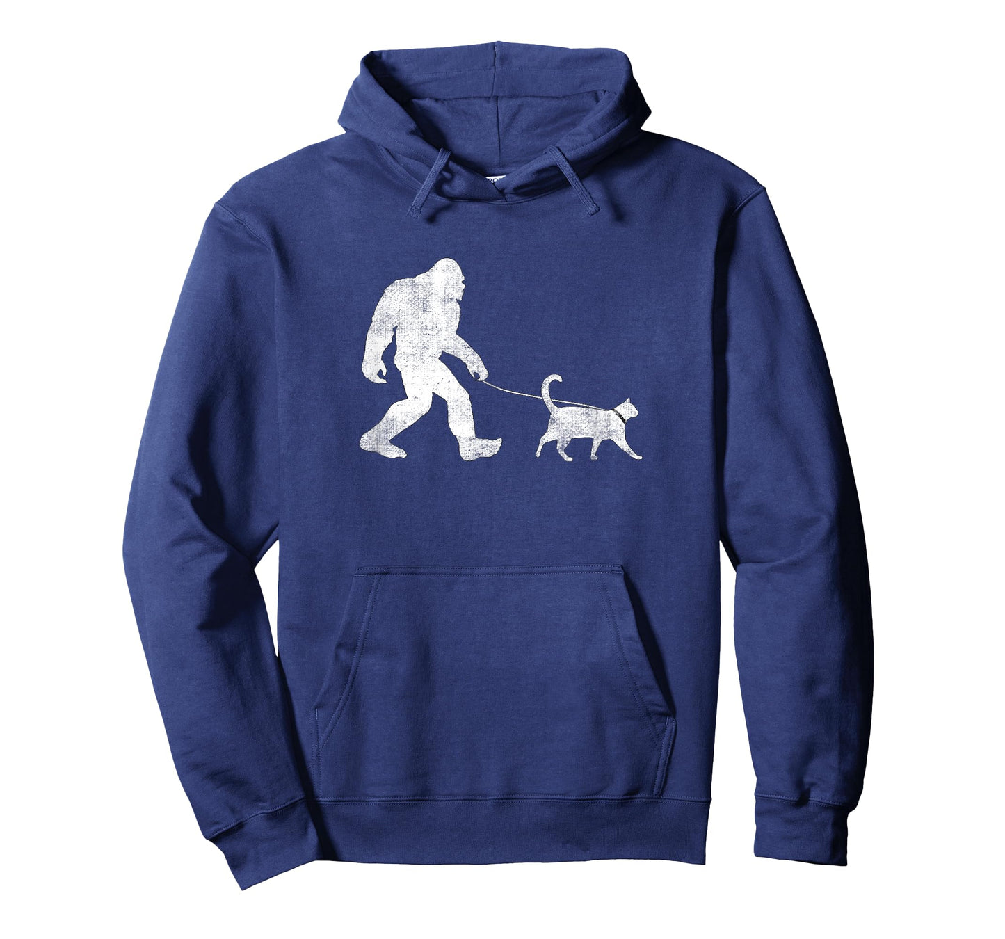 Funny Bigfoot Walking a Cat T-Shirt Sasquatch Yeti Cat T-Shirt
