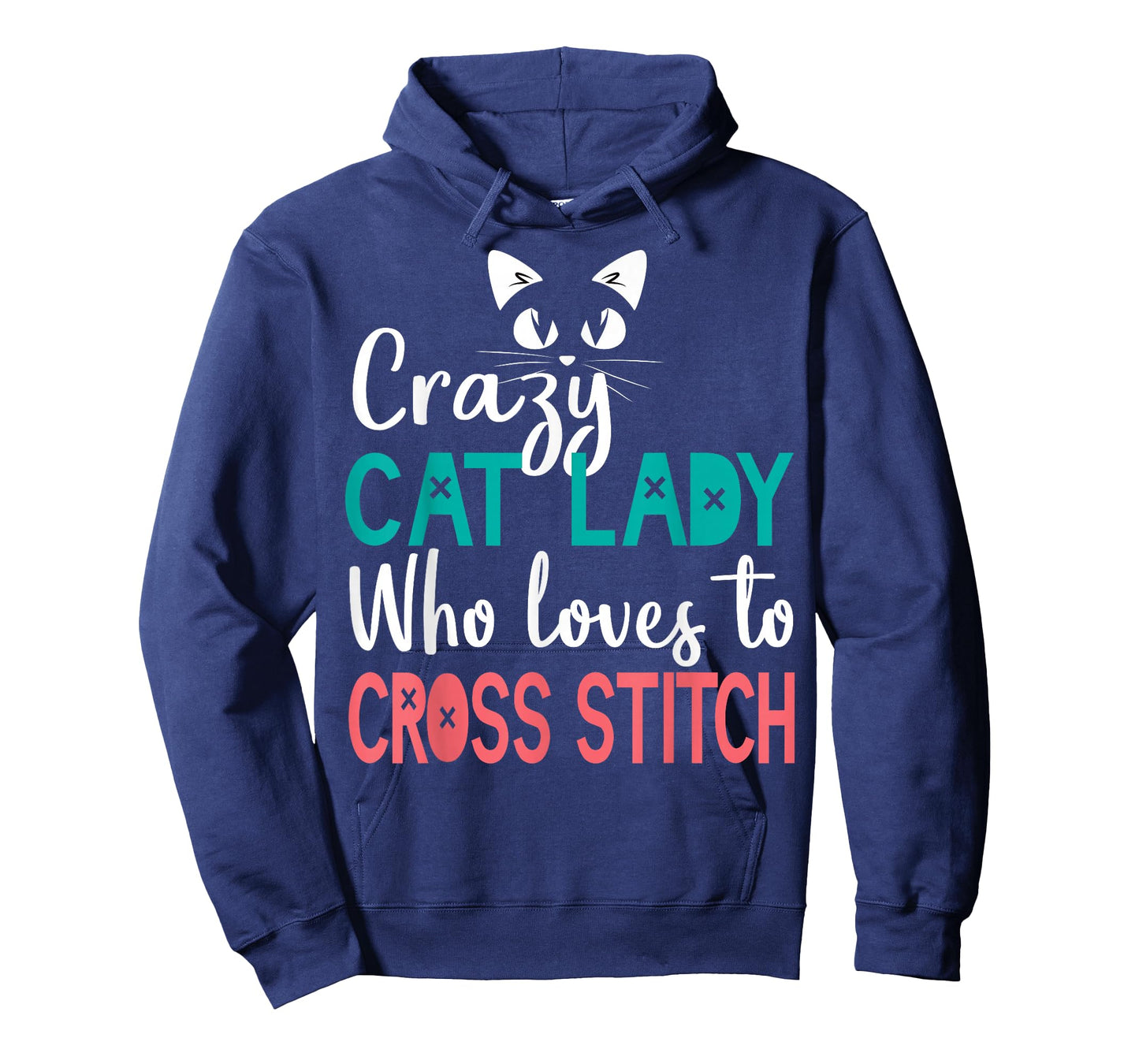 Cross Stitch Cat Lady Funny Cross Stitching Stitcher Cat Mom T-Shirt