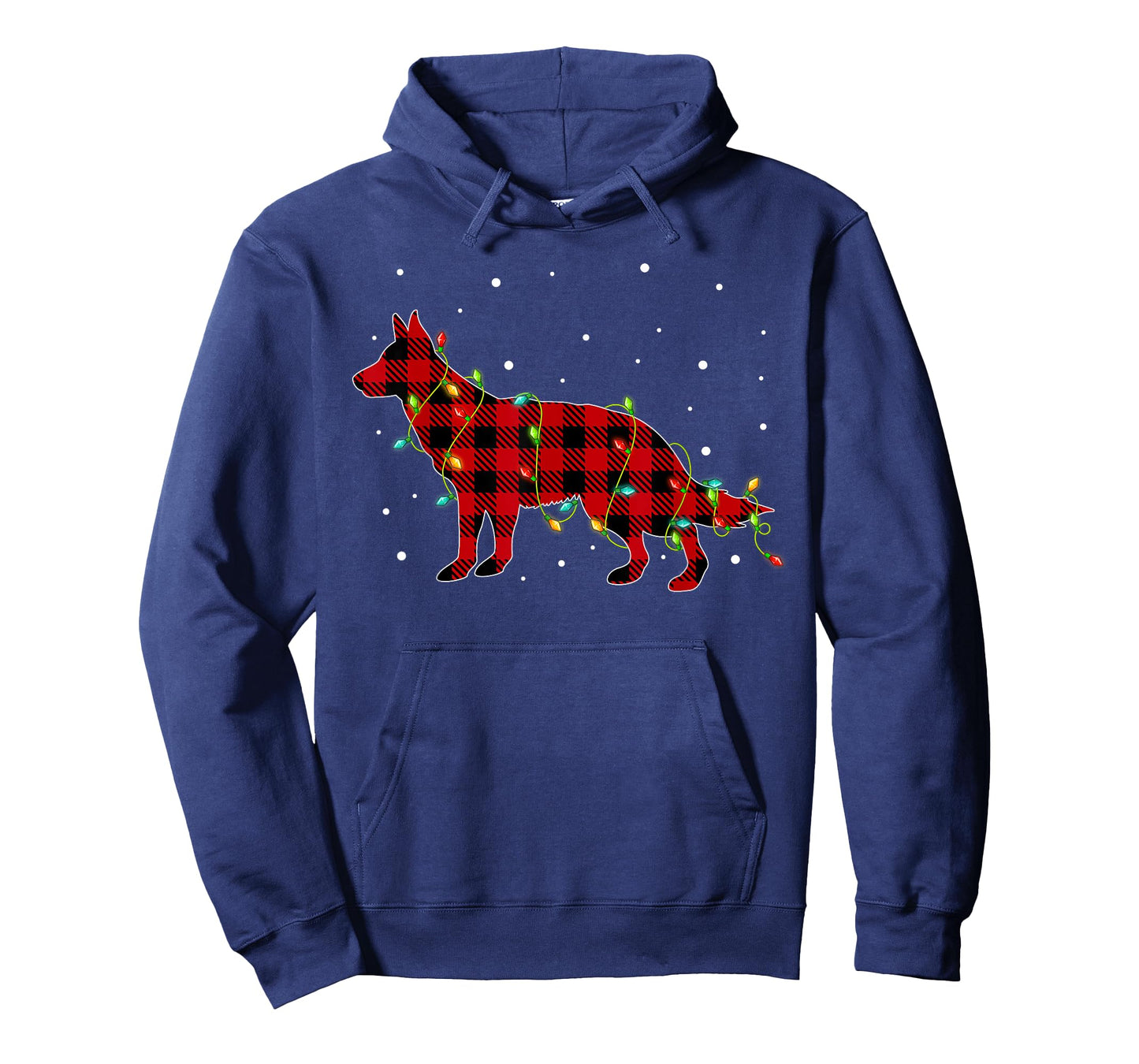 Red Buffalo Plaid German Shepherd Dog Christmas Lights Xmas T-Shirt