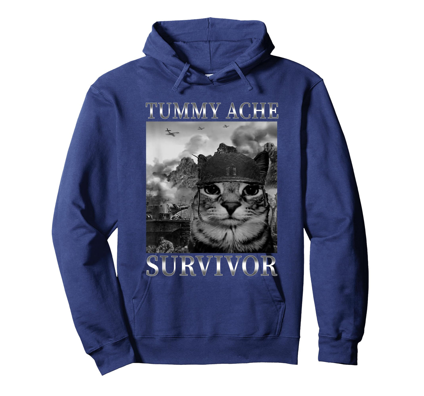 Tummy Ache Survivor Sarcasm Humor Cats Saying Funny Cat Meme Men Women T-Shirt