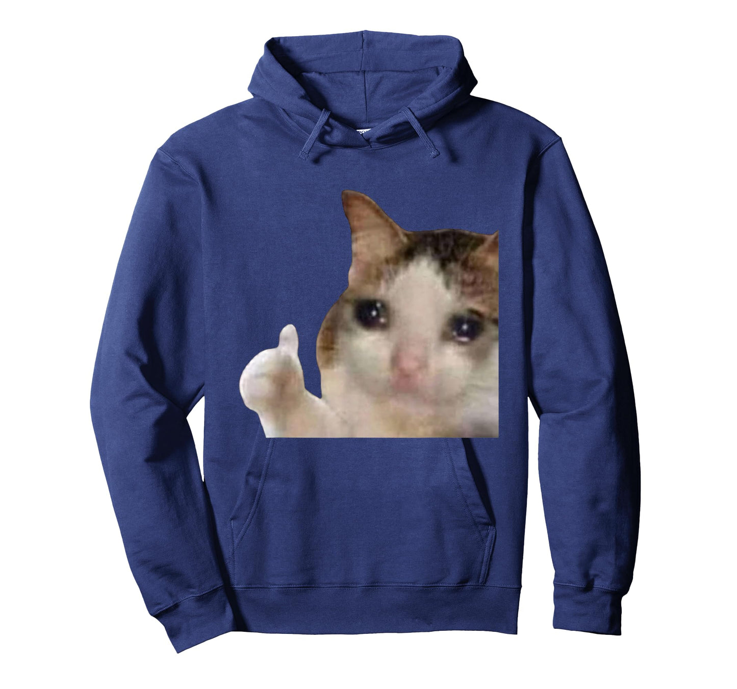 Funny Cute Crying Cat Sad Tears Thumbs Up Meme Gen Z Humor T-Shirt