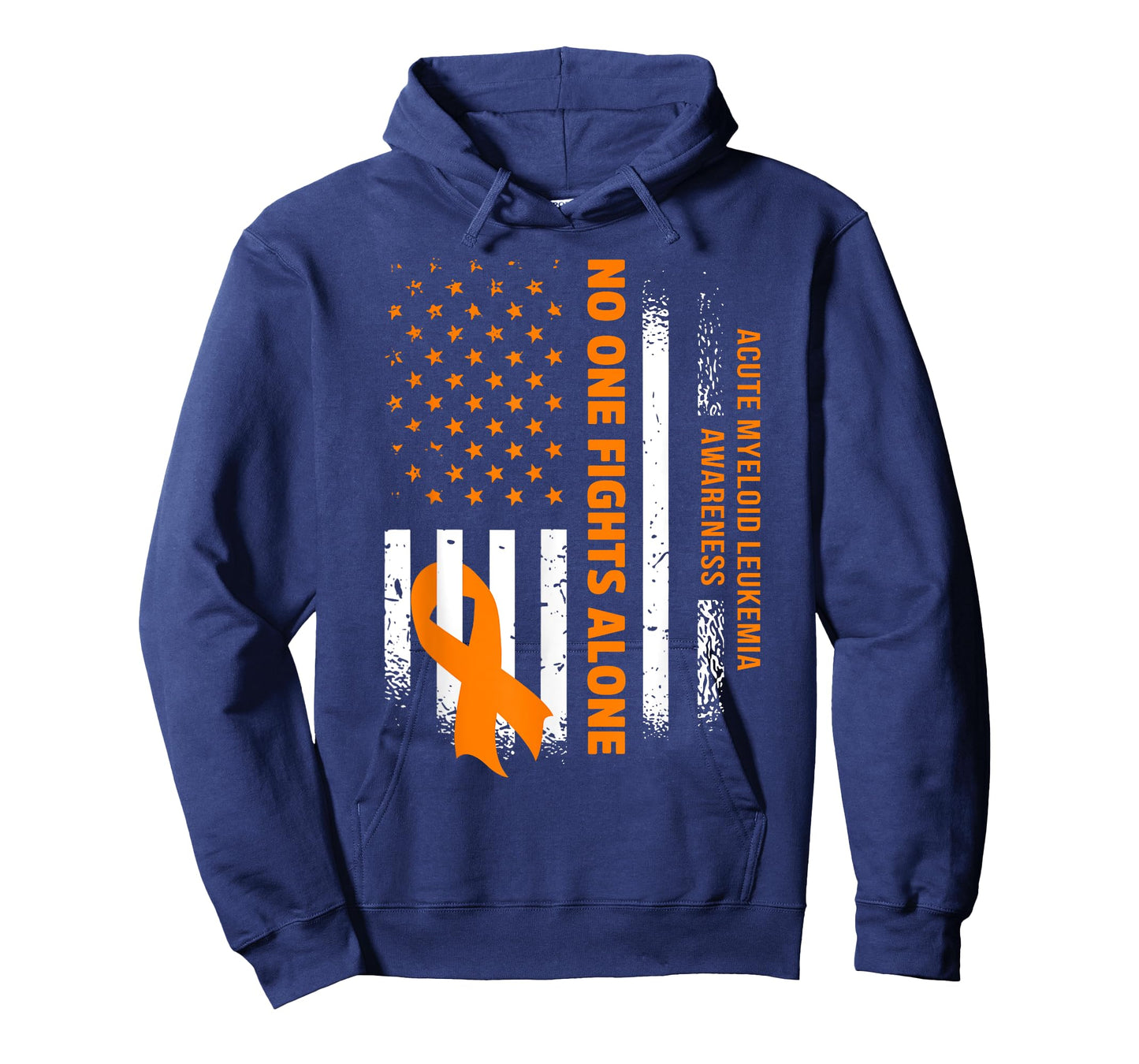 Nobody Fights Acute Myeloid Leukemia Alone USA Flag Women Men T-Shirt