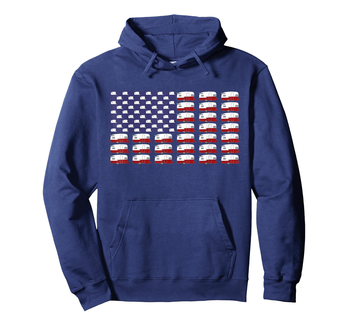 Vintage RV Camper Trailer American Flag T-Shirt