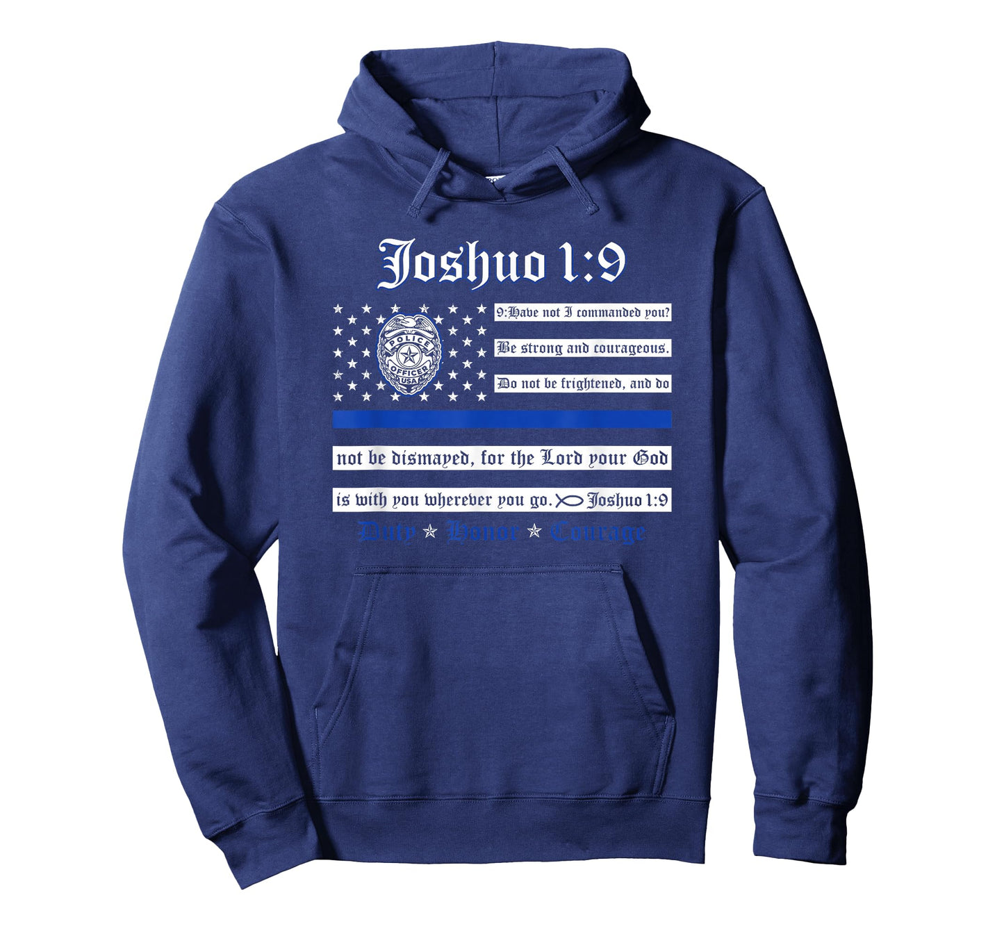 Thin Blue Line USA Flag Joshua 1:9 Police Support Men's T-Shirt