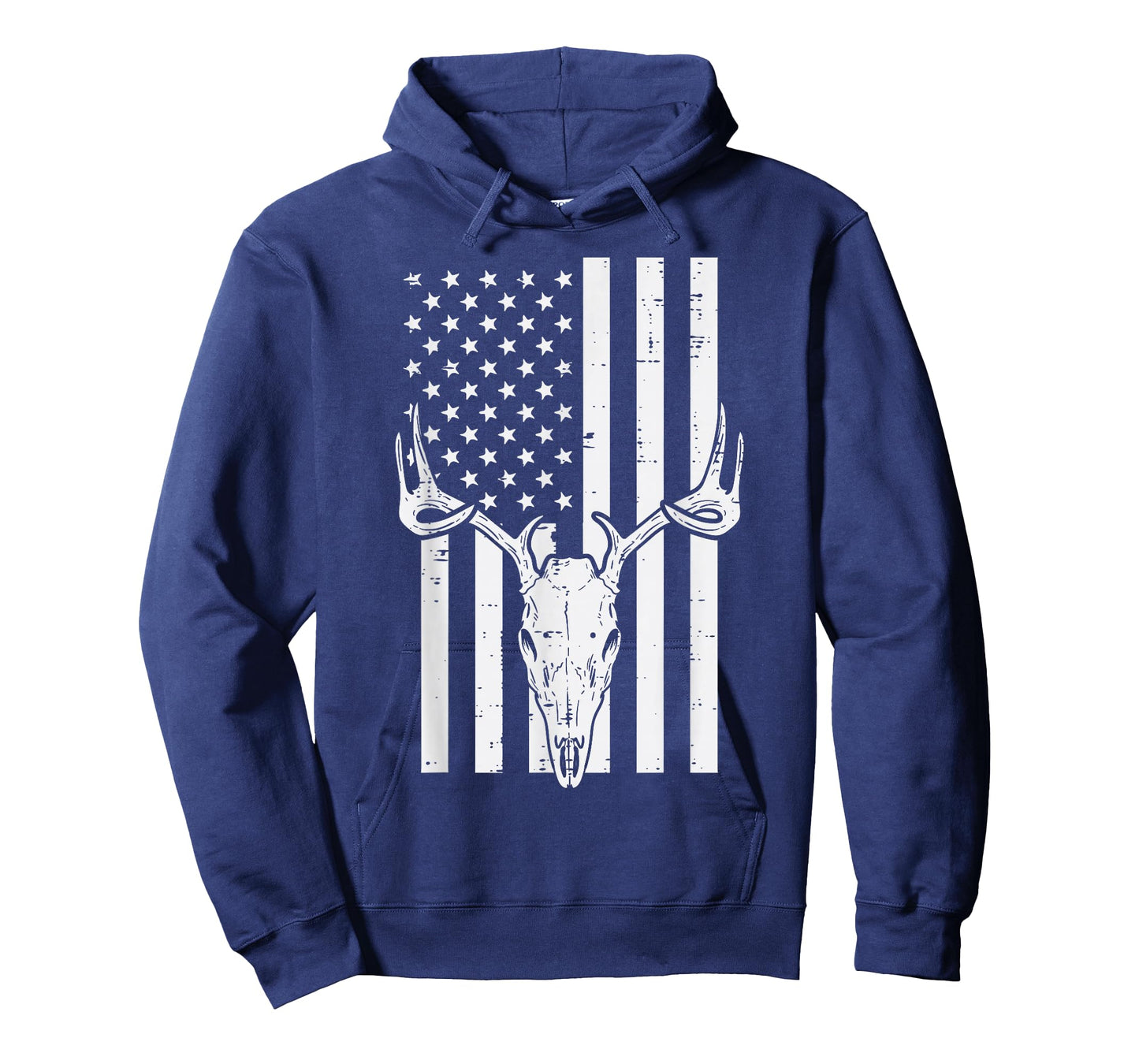 White US Flag Deer Skull Vintage Hunting Patriotic Hunt Dad T-Shirt