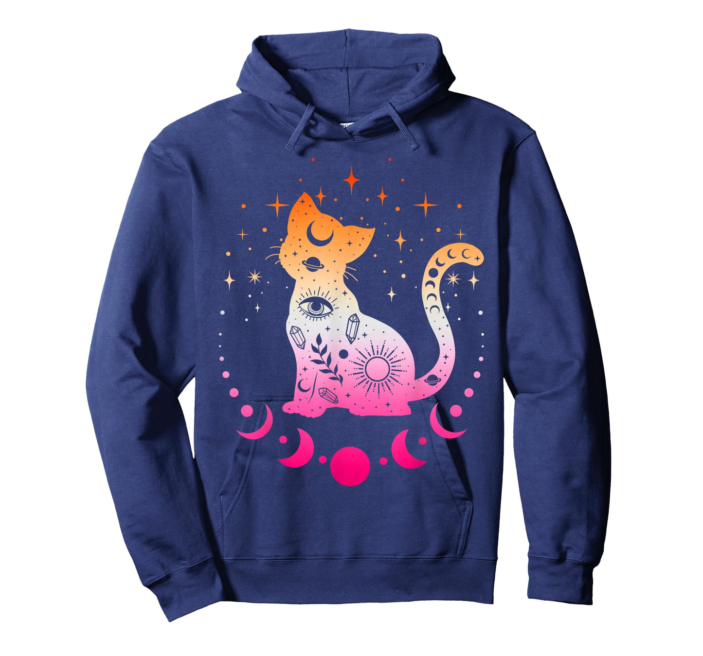 Lesbian Astrology Cat, Moon Phases Lesbian Pride Flag Colors T-Shirt