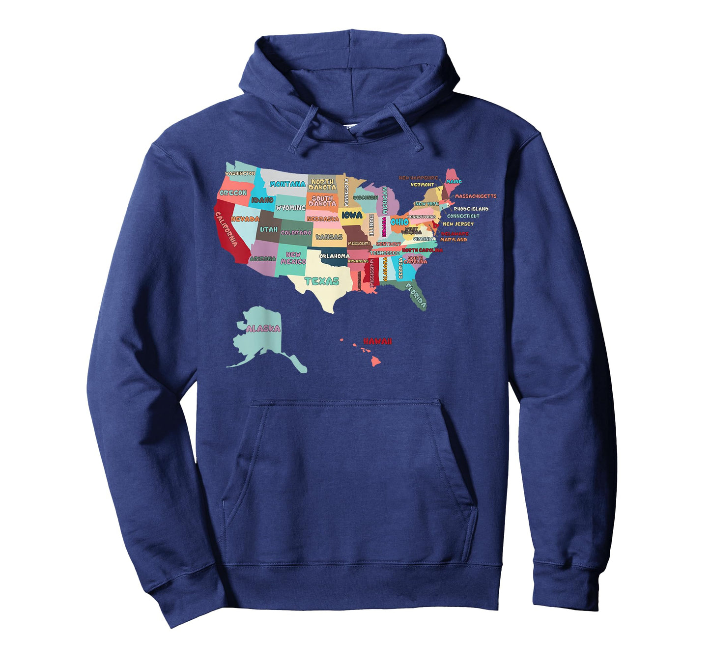USA Map T-Shirt with States Names, United States US Tee T-Shirt