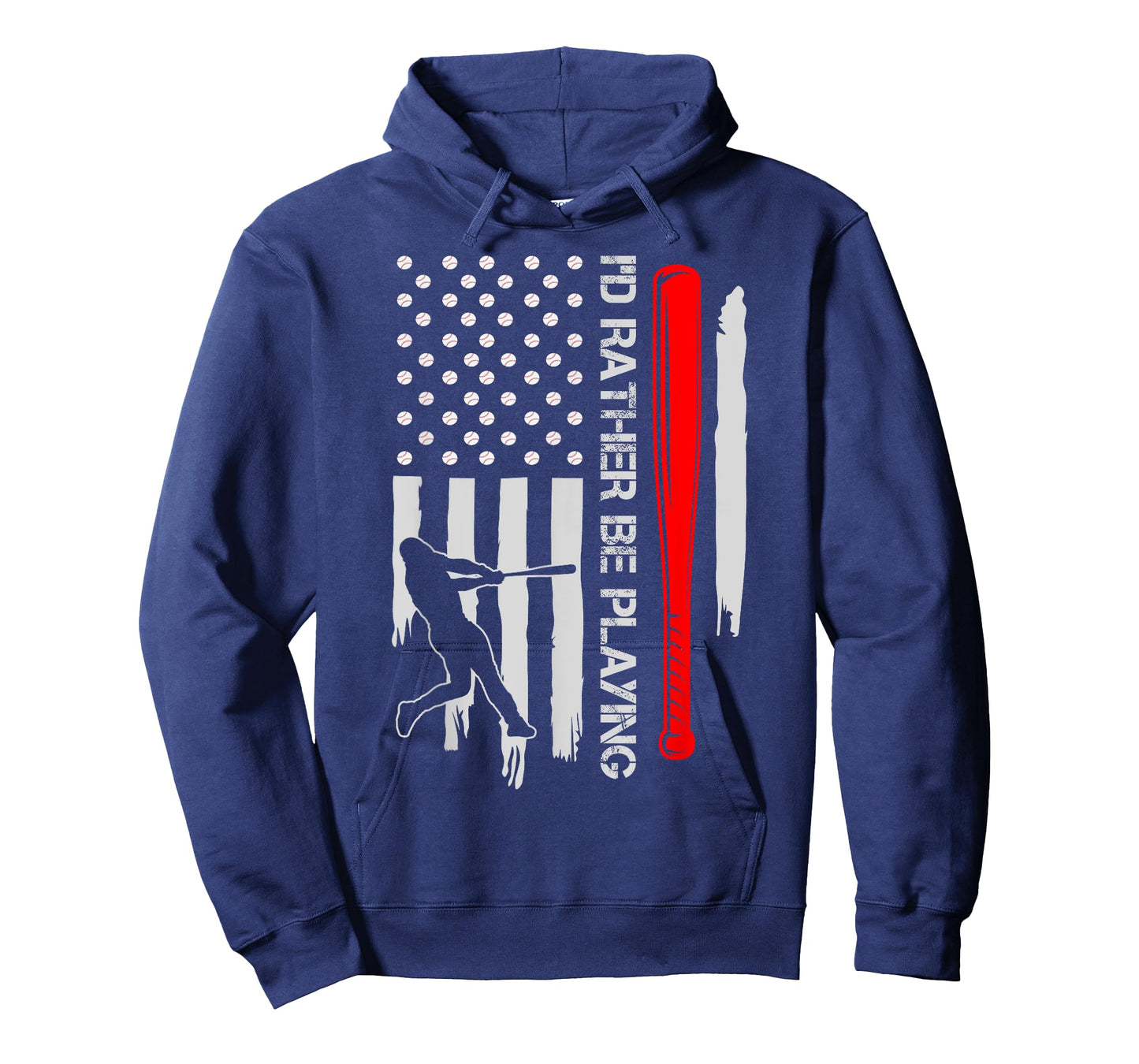 Vintage USA Flag Baseball Player, I'd Rather Be Playing Women Kids Men T-Shirt