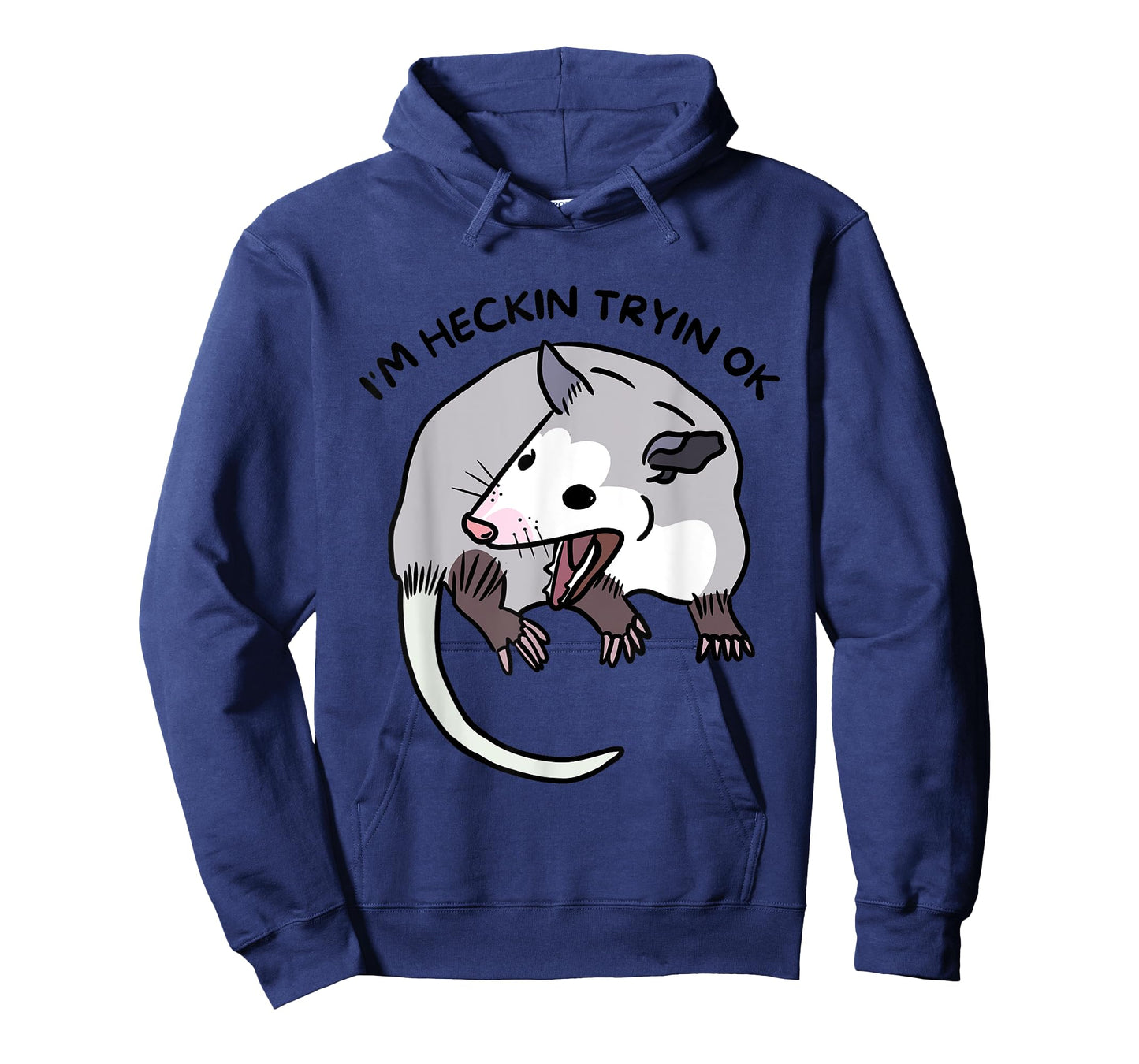 Opossum Funny Screaming Iโm Heckin Tryin OK Street Trash Cat Men Women T-Shirt