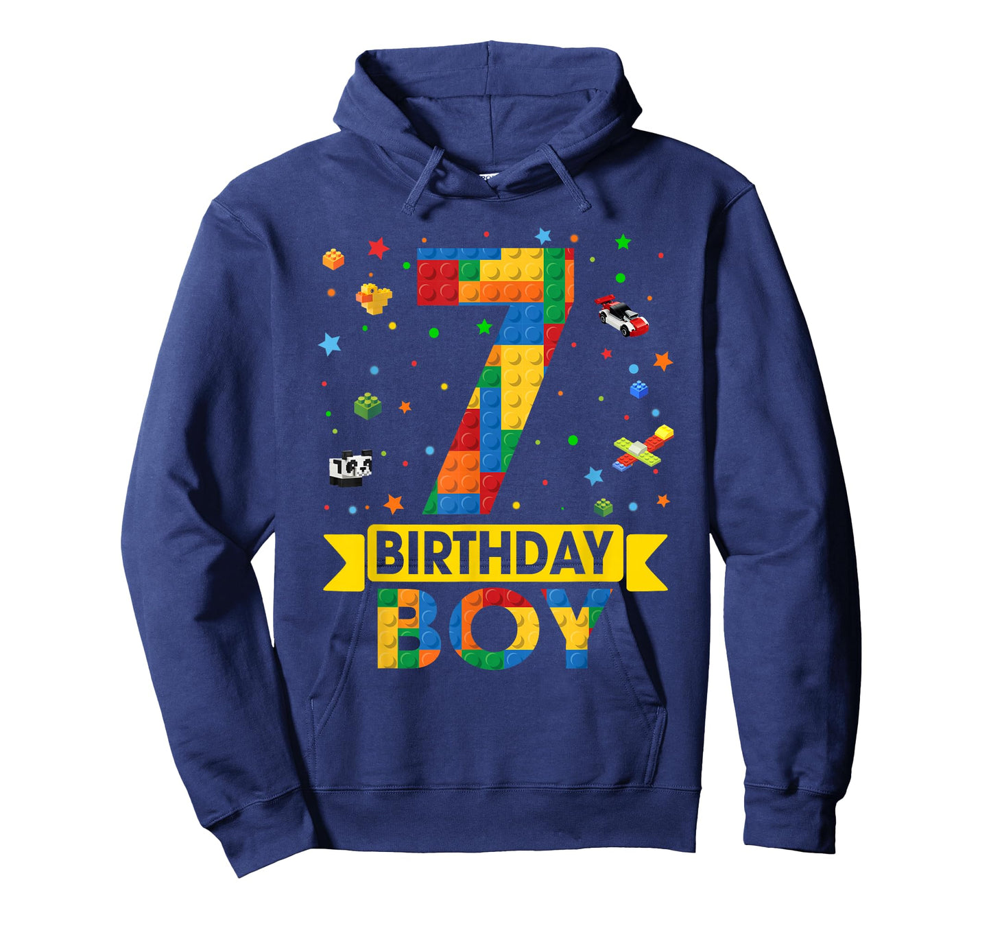 Kids Funny 7 Year Old Building Blocks 7th Birthday Boy T-Shirt
