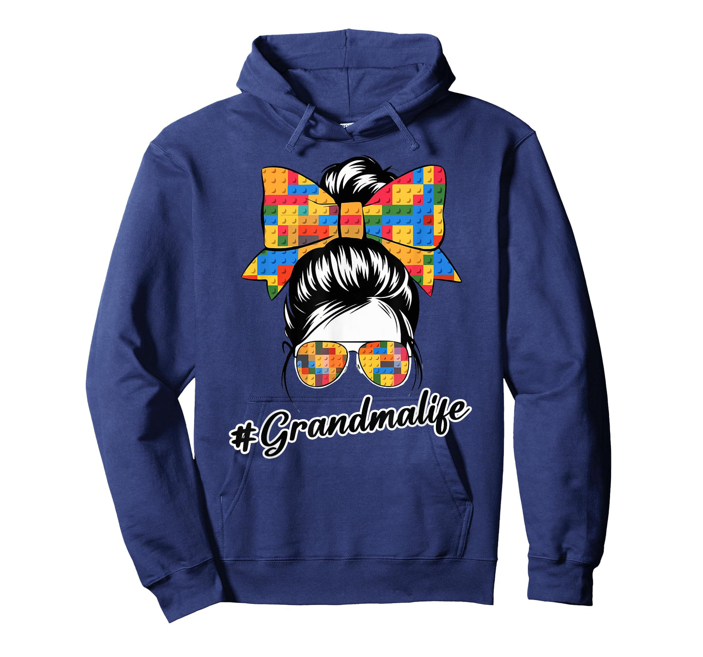 Building Block Messy Bun Grandma Life Mothers Day T-Shirt