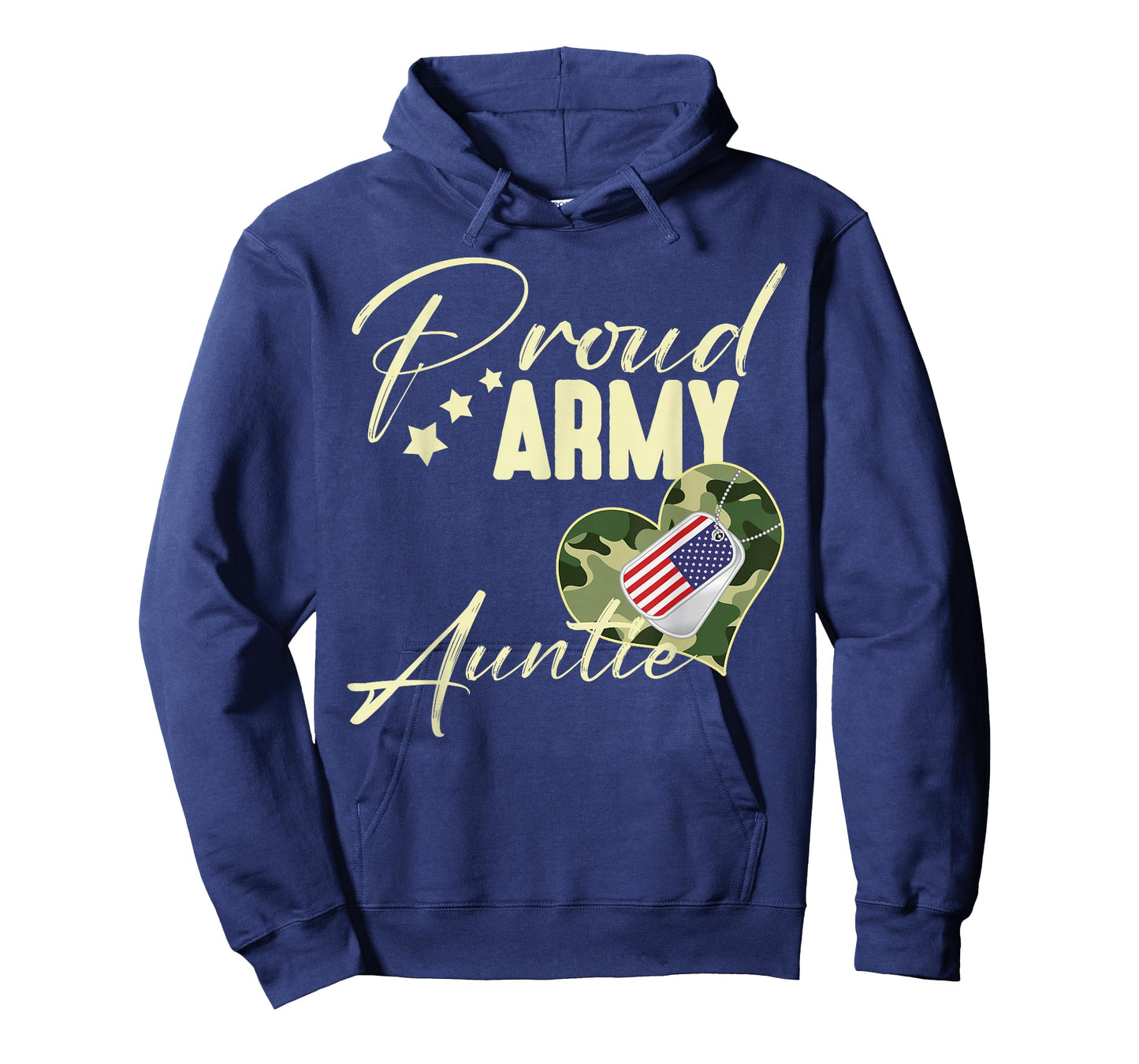 Proud Army AUNTIE Camouflage Dog Tag USA American Flag T-Shirt