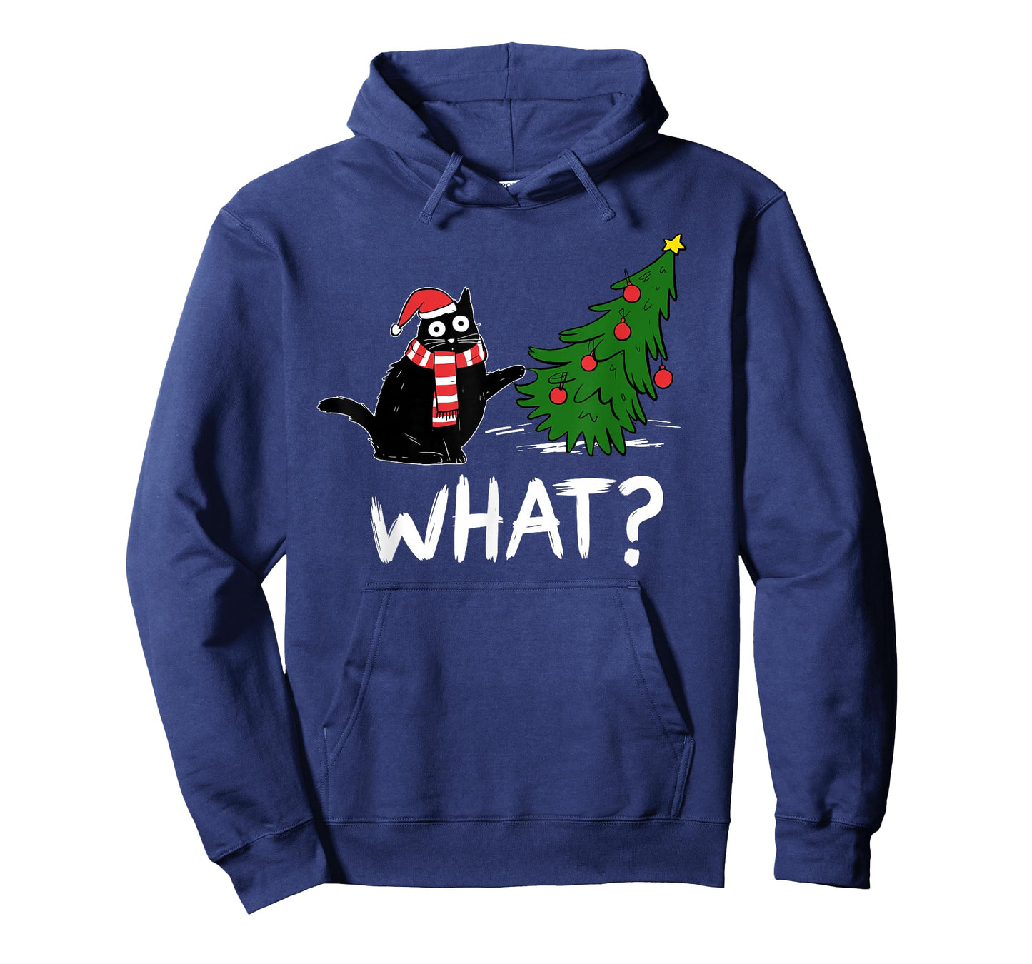 Funny Black Cat Gift Pushing Christmas Tree Over Cat What T-Shirt