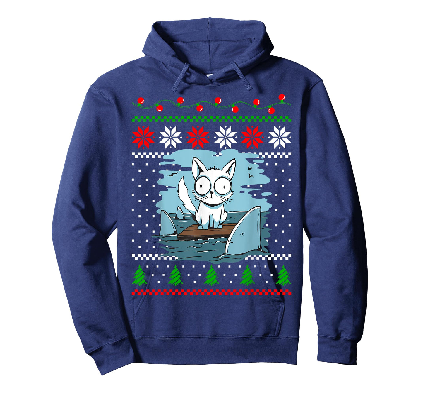 Christmas Cat Animal and Sharks Fish Funny Xmas Design T-Shirt