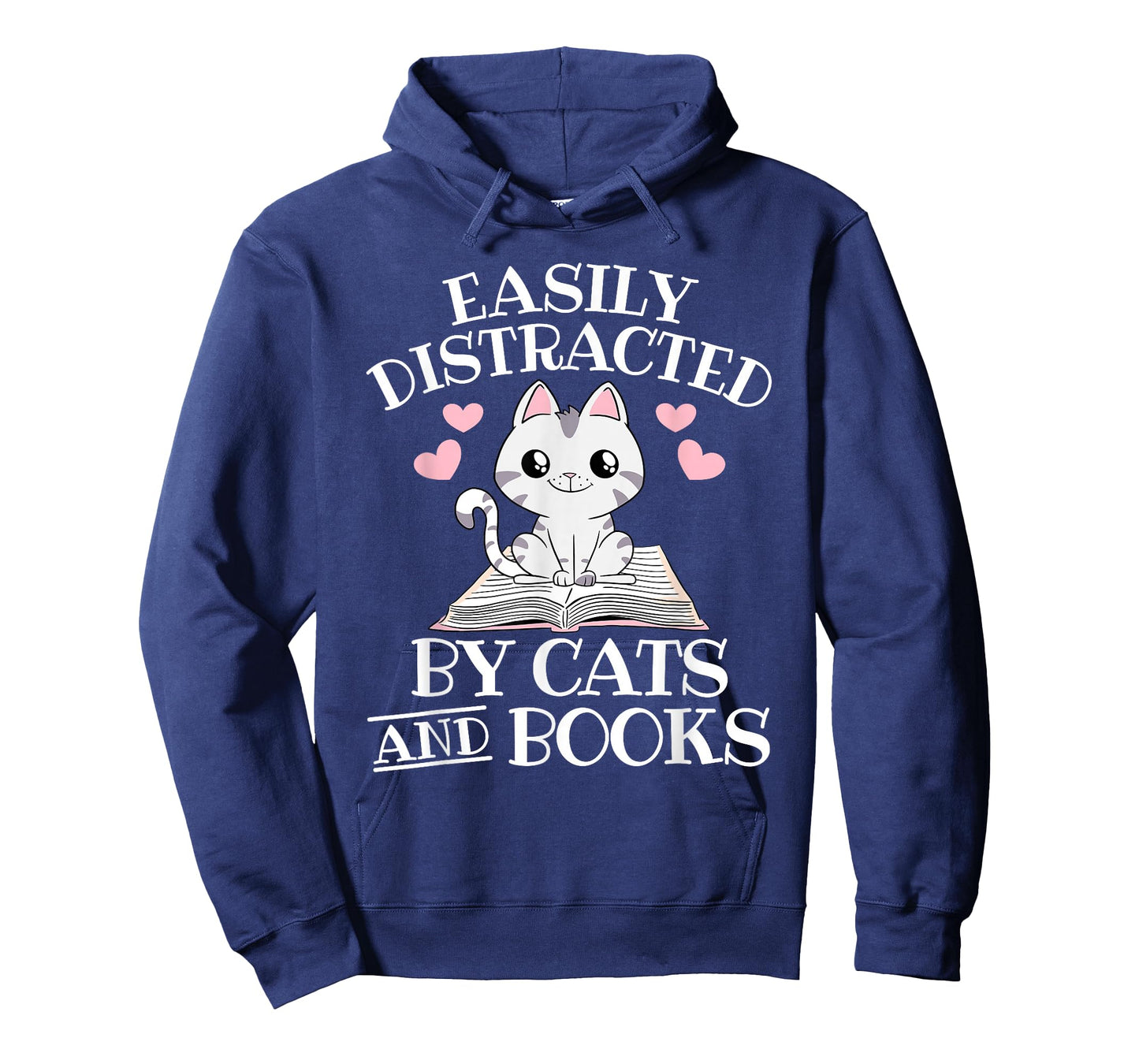 Easily Distracted By Cats And Books Funny Cat Book Lover T-Shirt