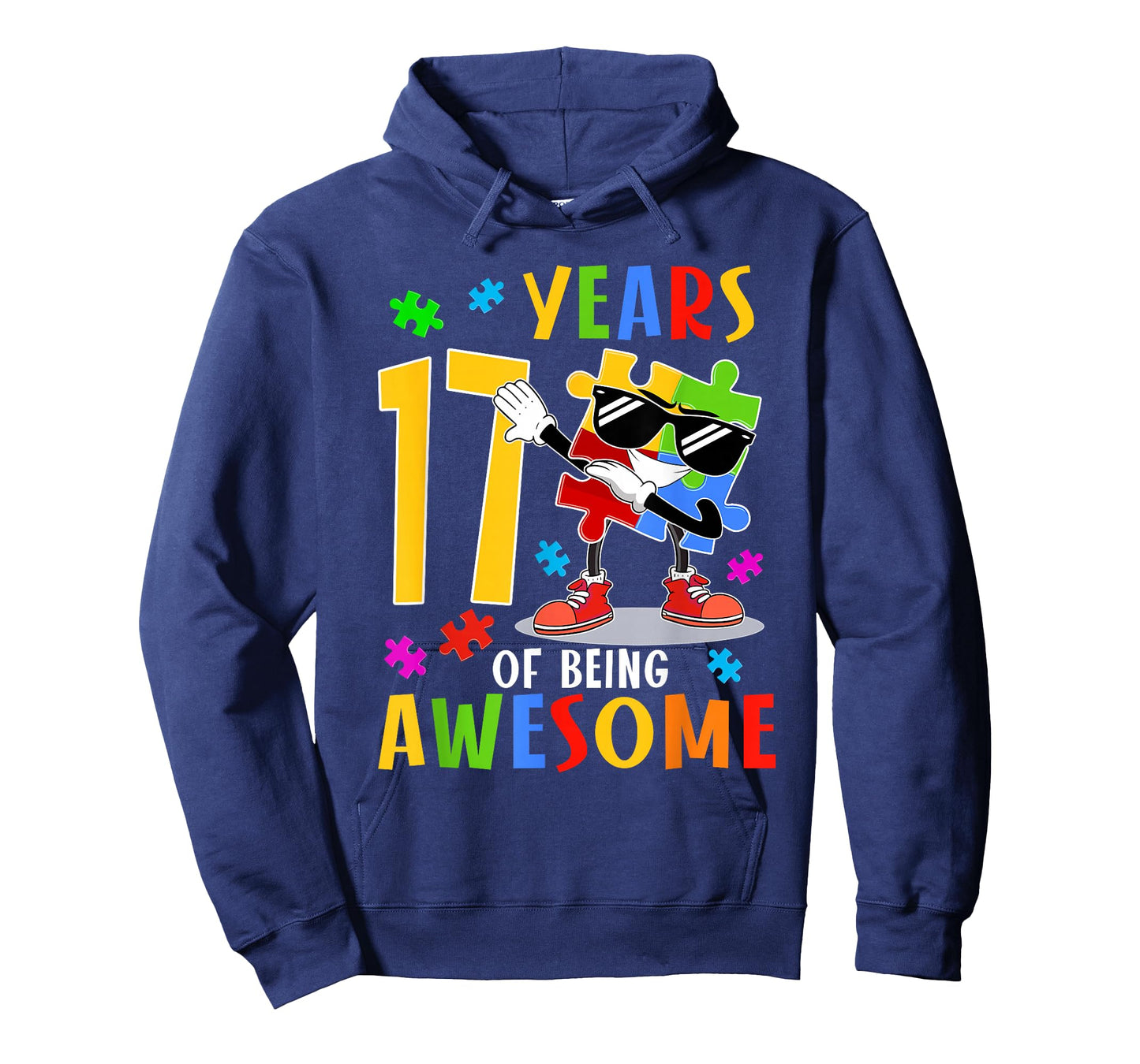 17 Years Of Being Awesome Birthday Dabbing Autism Puzzle T-Shirt