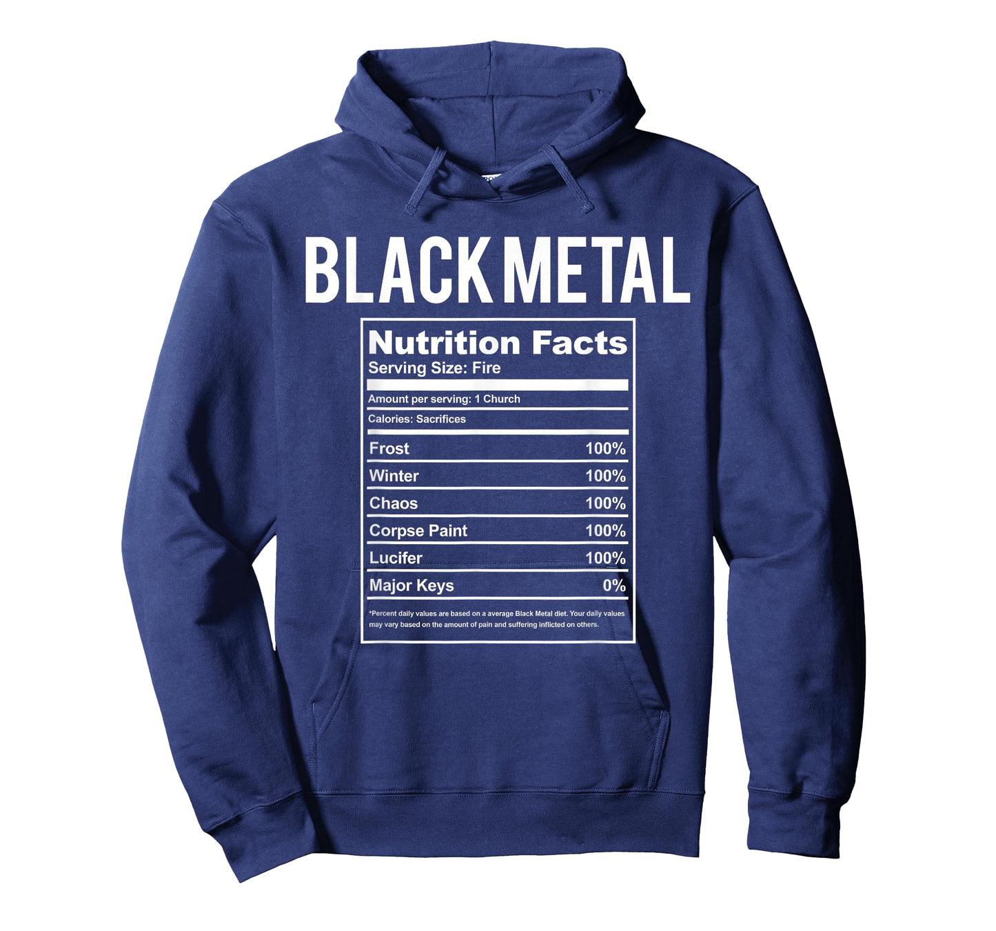 Funny Black Metal Nutrition Facts Gift For Concert T-Shirt