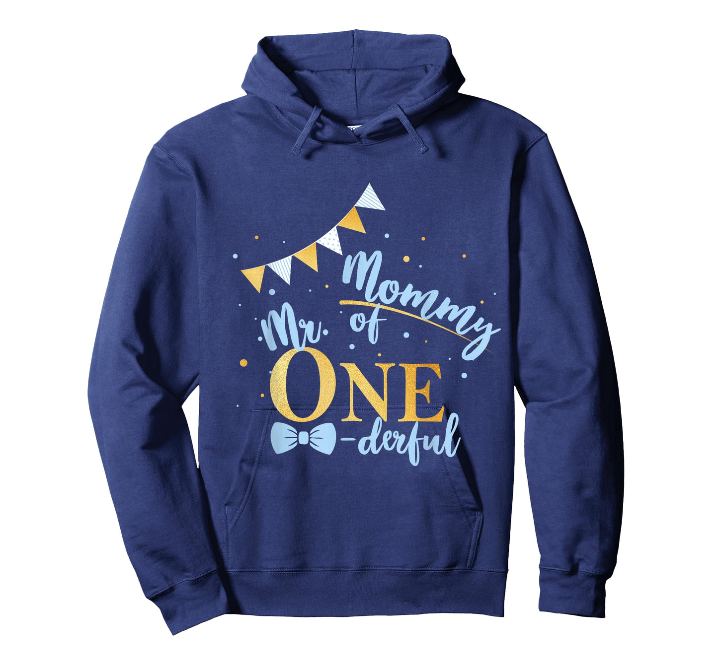 Mommy Of Mr One-derful Party Blue-Gold Mom Boy 1st Birthday T-Shirt