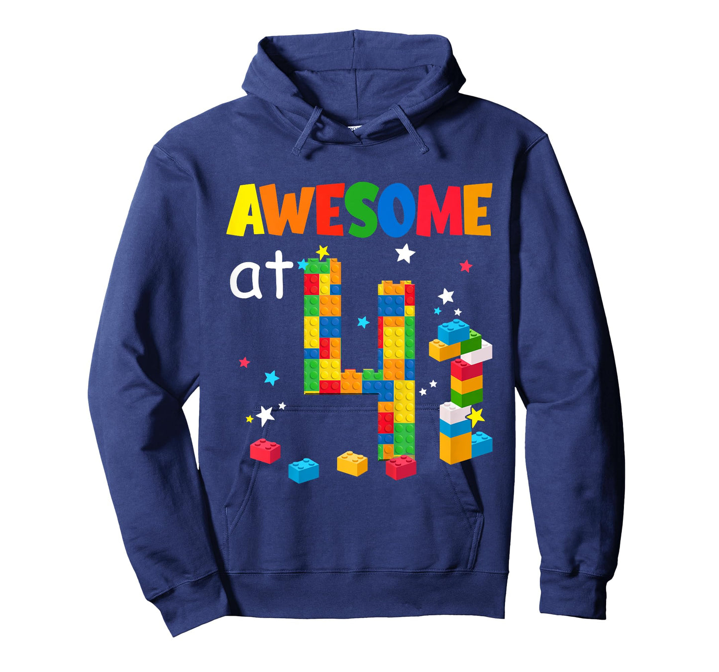 Kids Building Blocks Bricks Awesome at 4 Years Old Birthday Boy T-Shirt