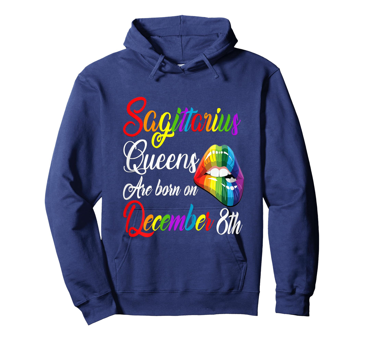 Womens Queens Are Born on December 8th Rainbow Lips Sagittarius T-Shirt