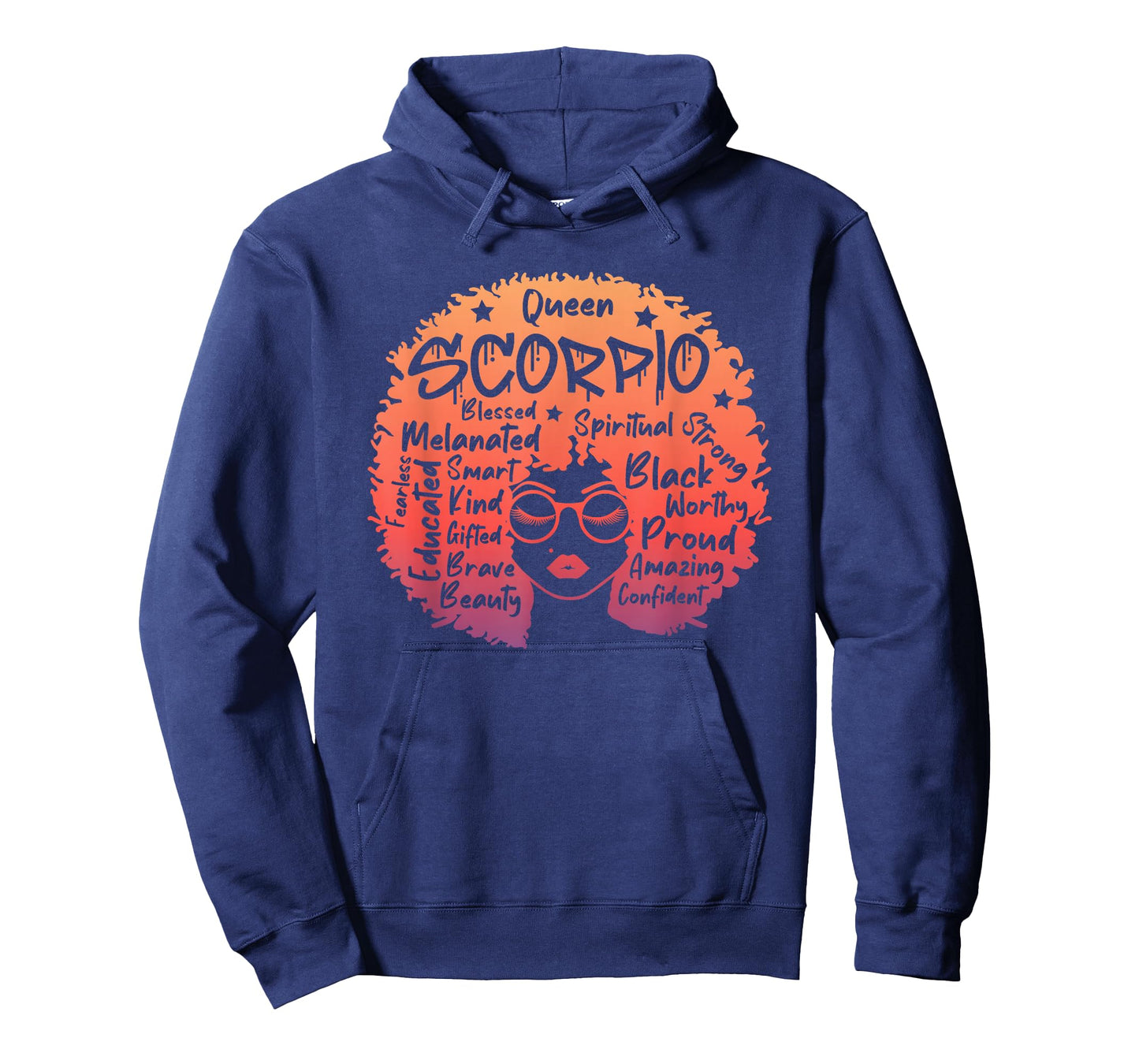 Scorpio Queen Zodiac Melanin Afro Hair Words Personality T-Shirt