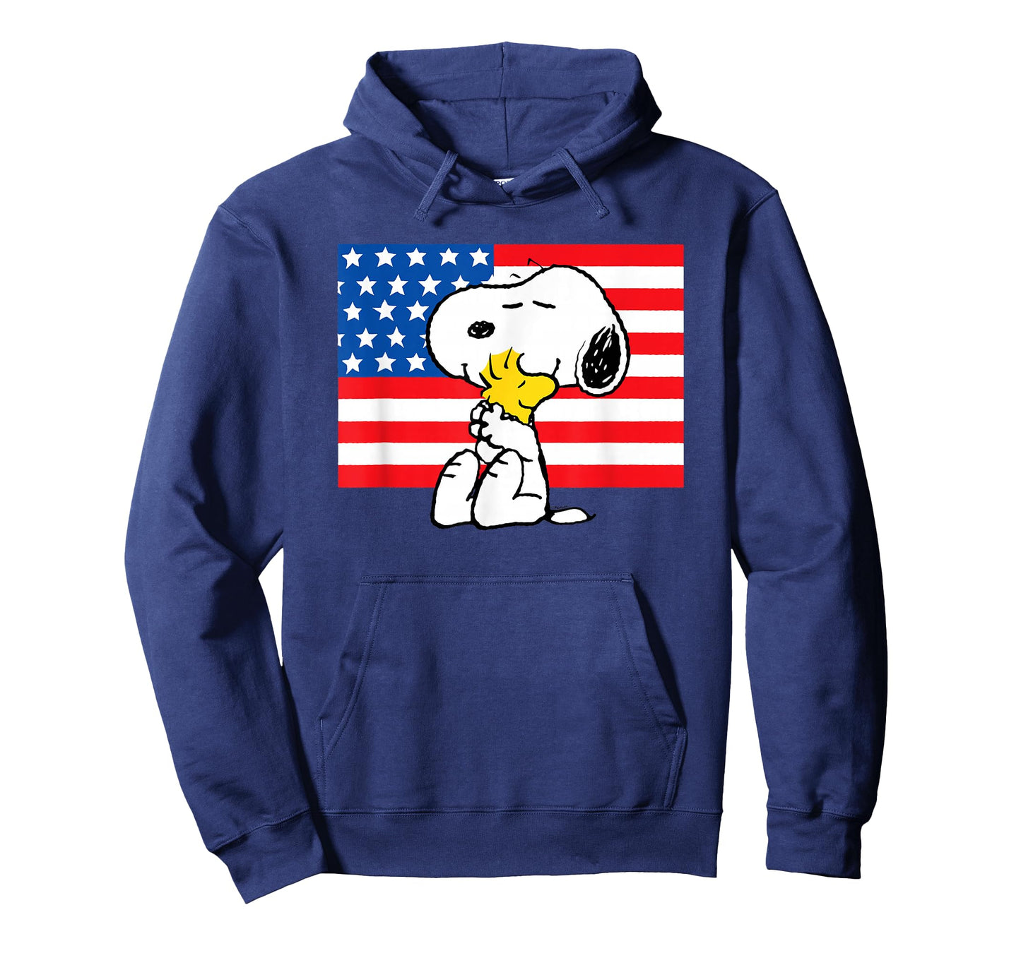 Peanuts - Snoopy and Woodstock USA Flag Hug T-Shirt