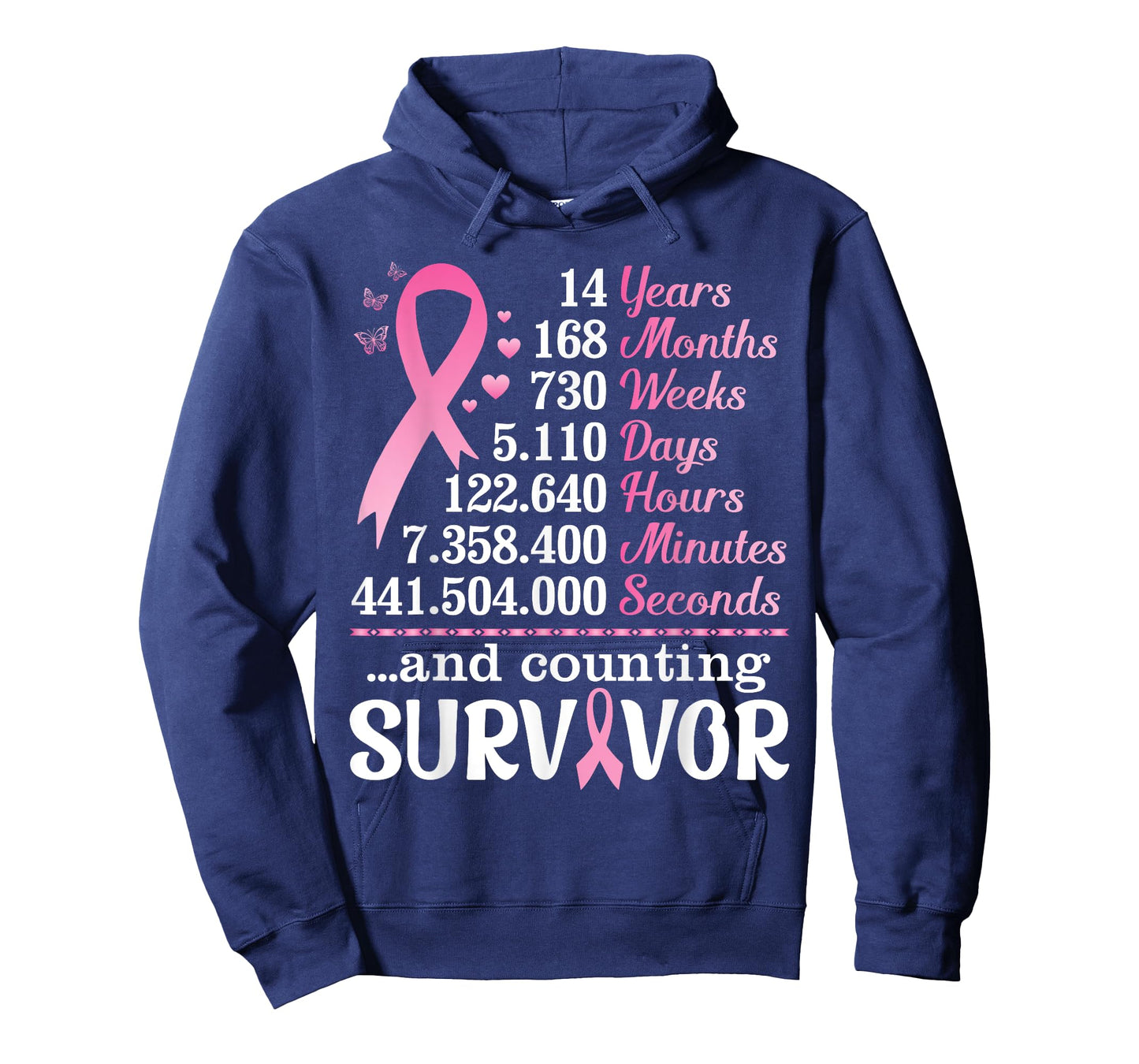14 Years 168 Months Fighting Breast Cancer Counting Survivor T-Shirt