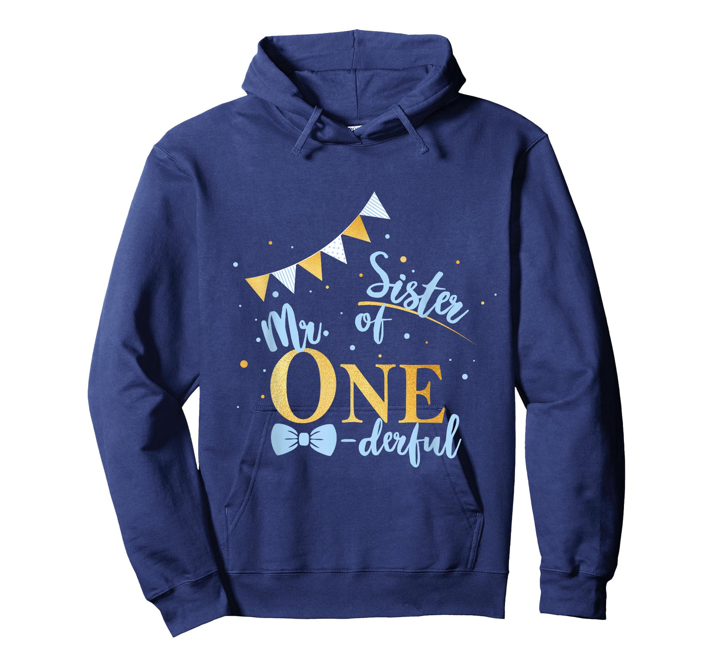 Sister Of Mr One-derful Party Blue-Gold Boy 1st Birthday T-Shirt