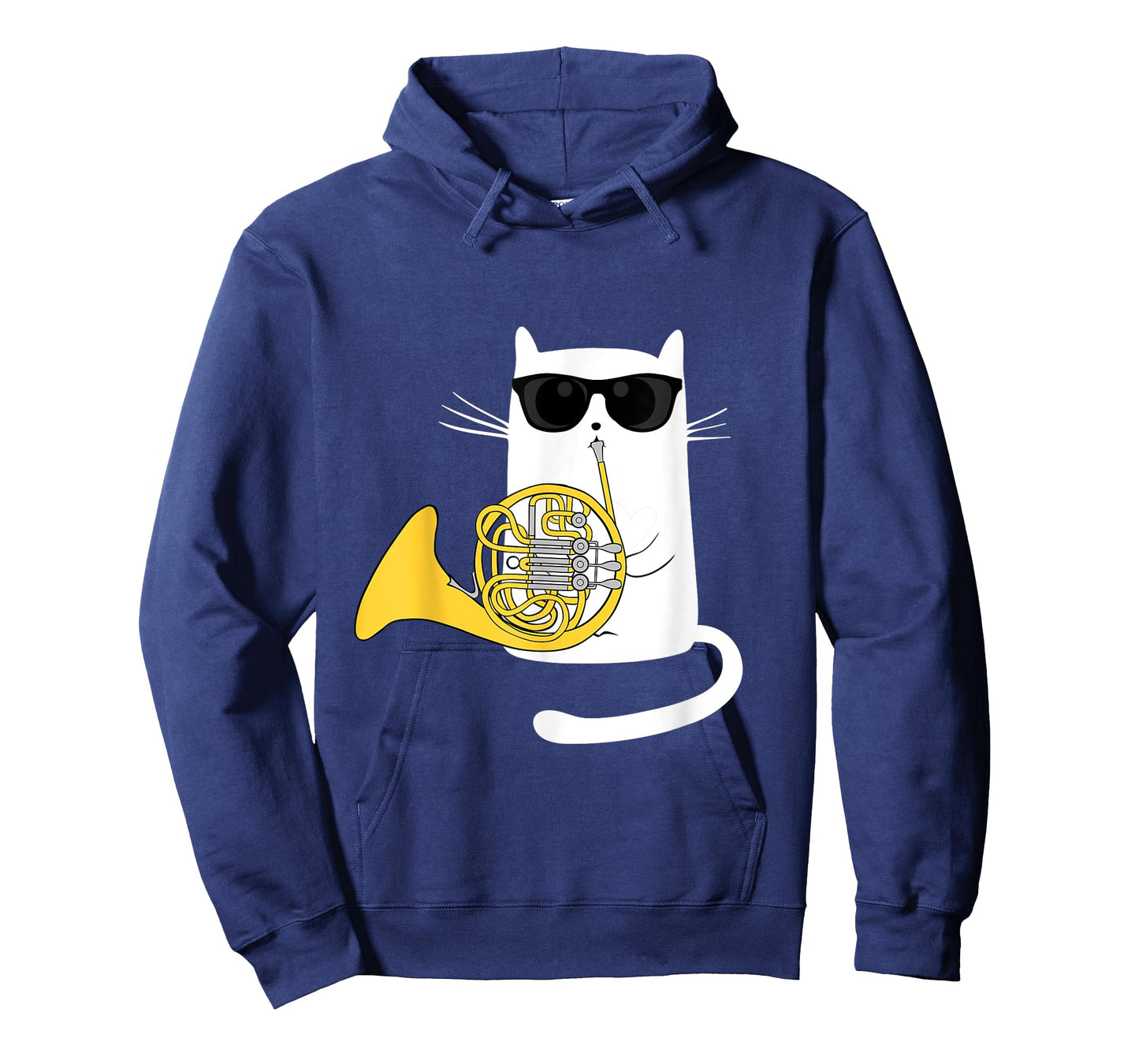 Funny Jazz Cat Wearing Sunglasses Playing French Horn Men Women Girls Kids T-Shirt