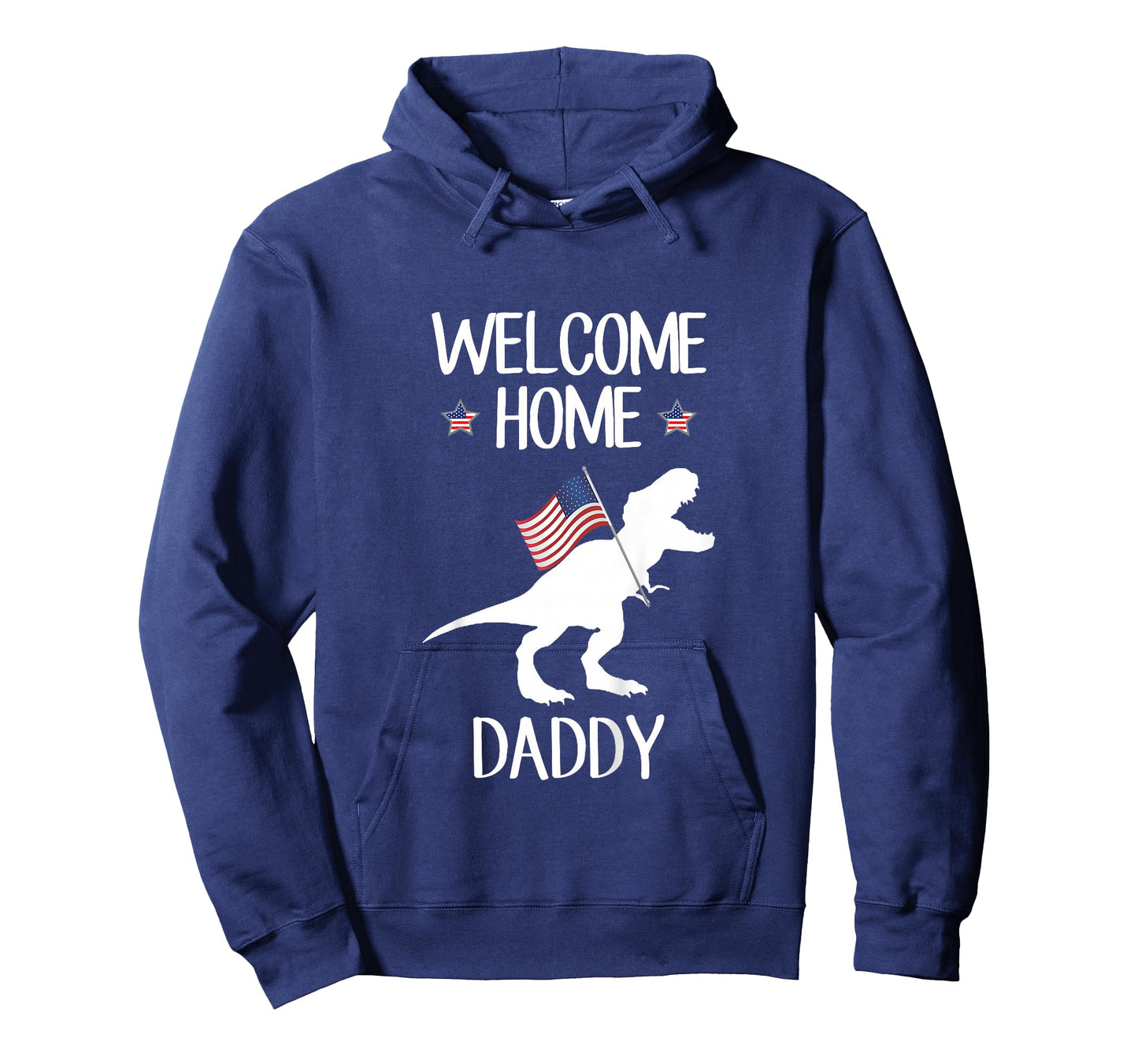 Kids Welcome Home Daddy Dinosaur T-Rex American Flag T-Shirt
